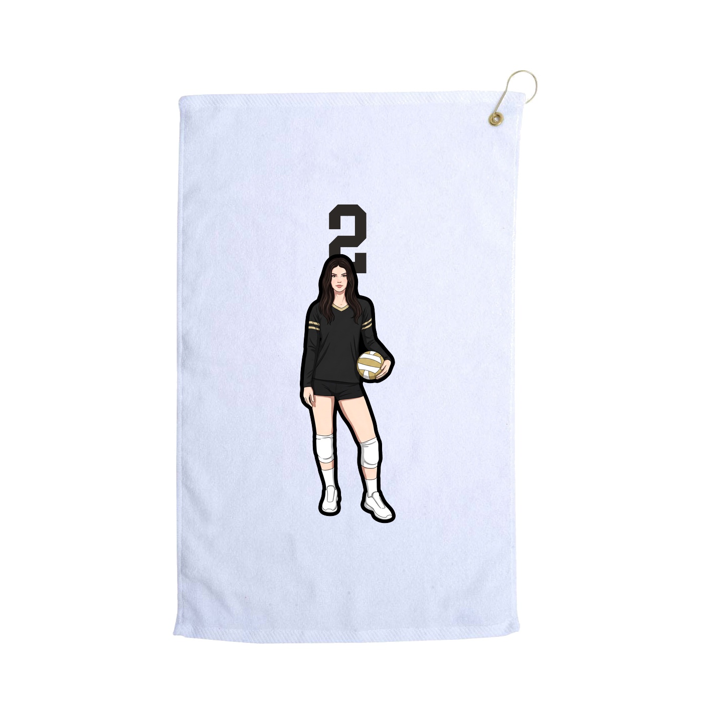 Golf Towel — Number Top in White