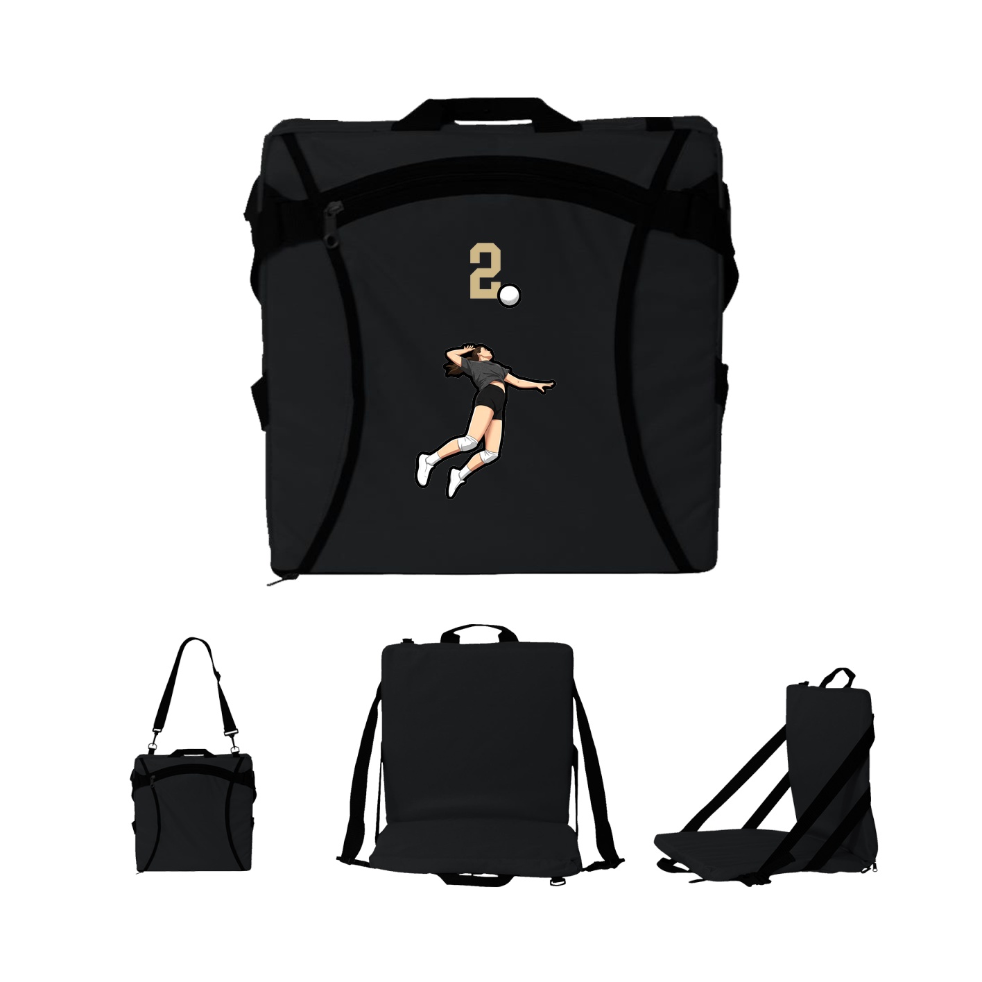 Folding Stadium Seat — Number Top in Black