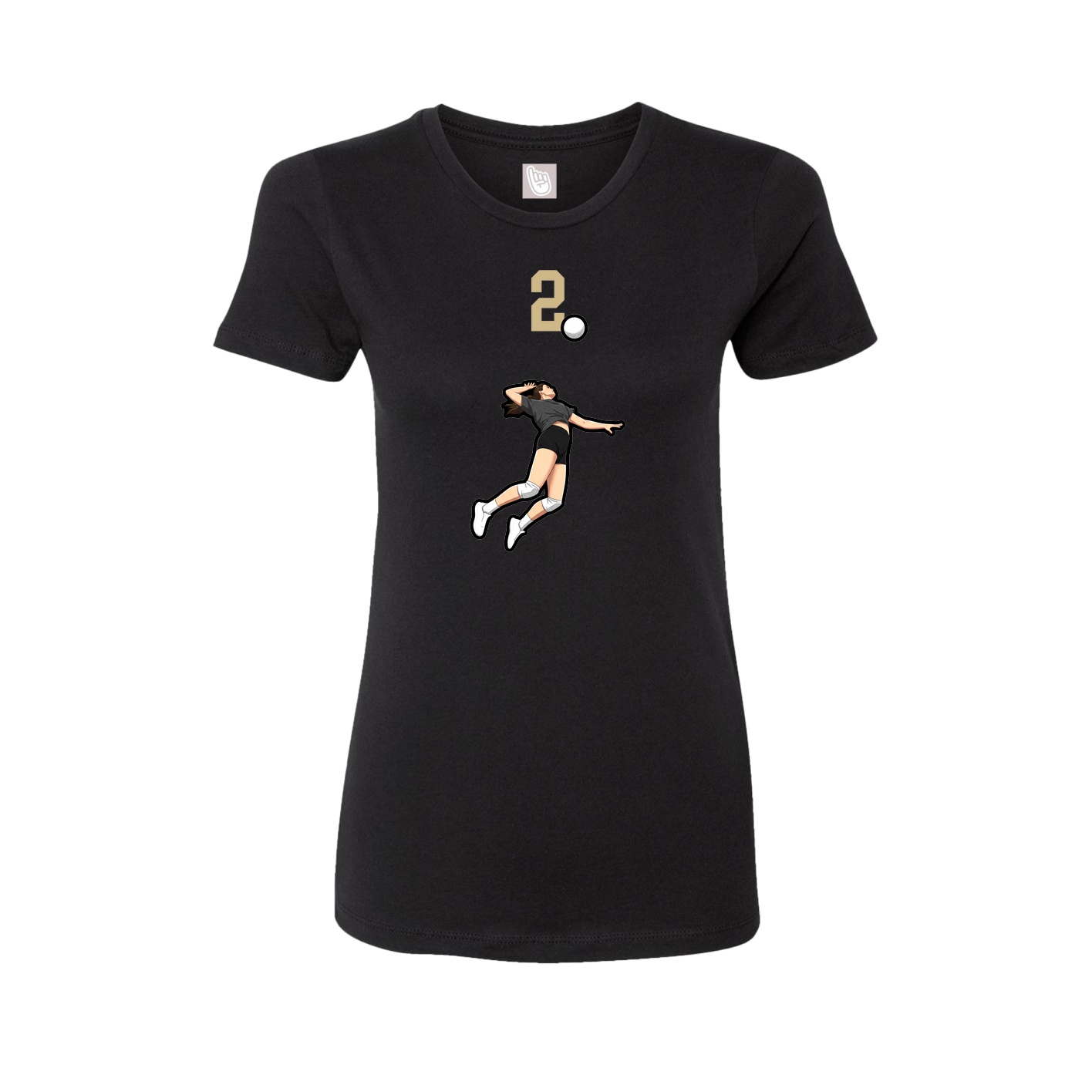 Fitted Women's Tee — Number Top in Black