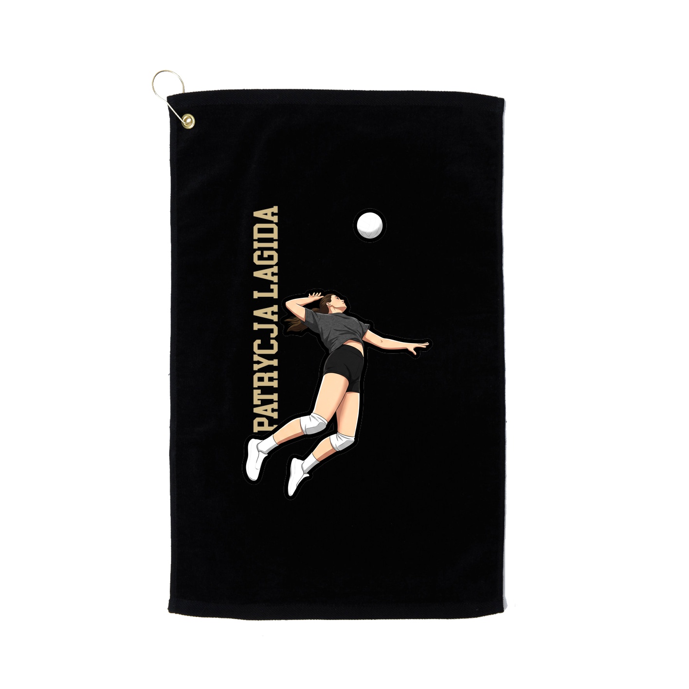 Golf Towel — Name Vertical in Black