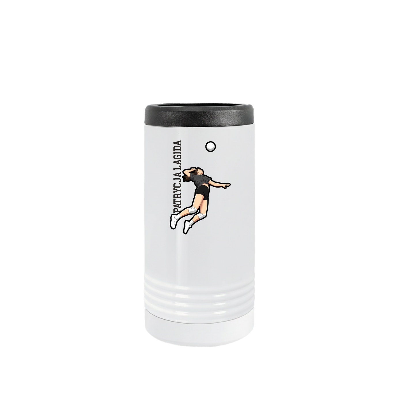 Slim Beverage Holder — Name Vertical in White