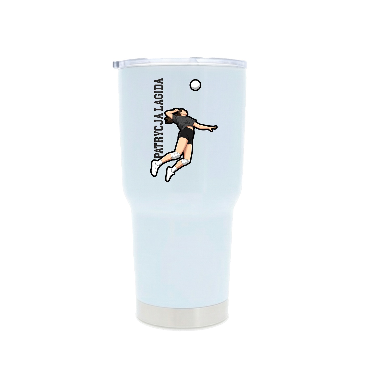 30oz Stainless Steel Tumbler — Name Vertical in White