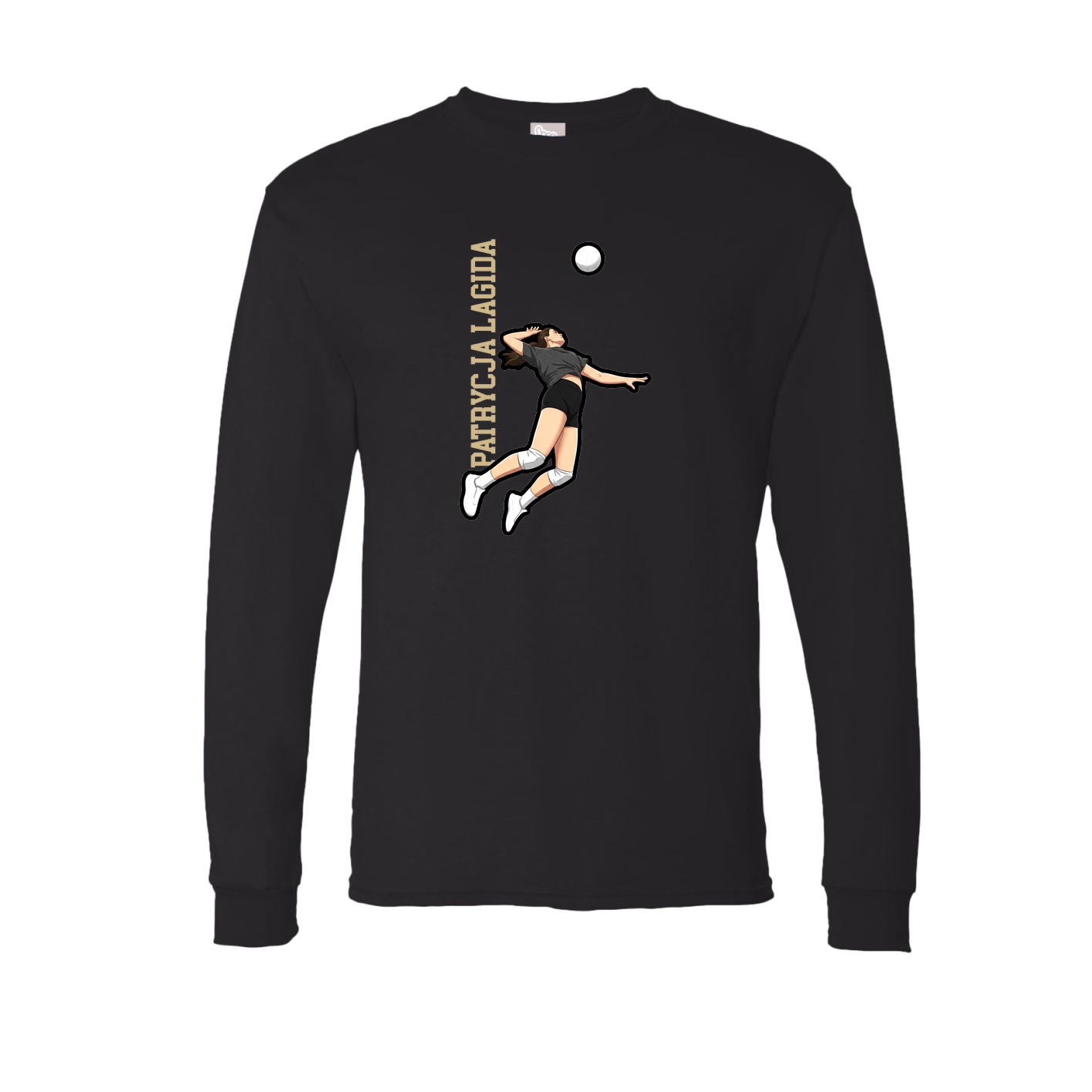Long Sleeve Tee — Name Vertical in Black