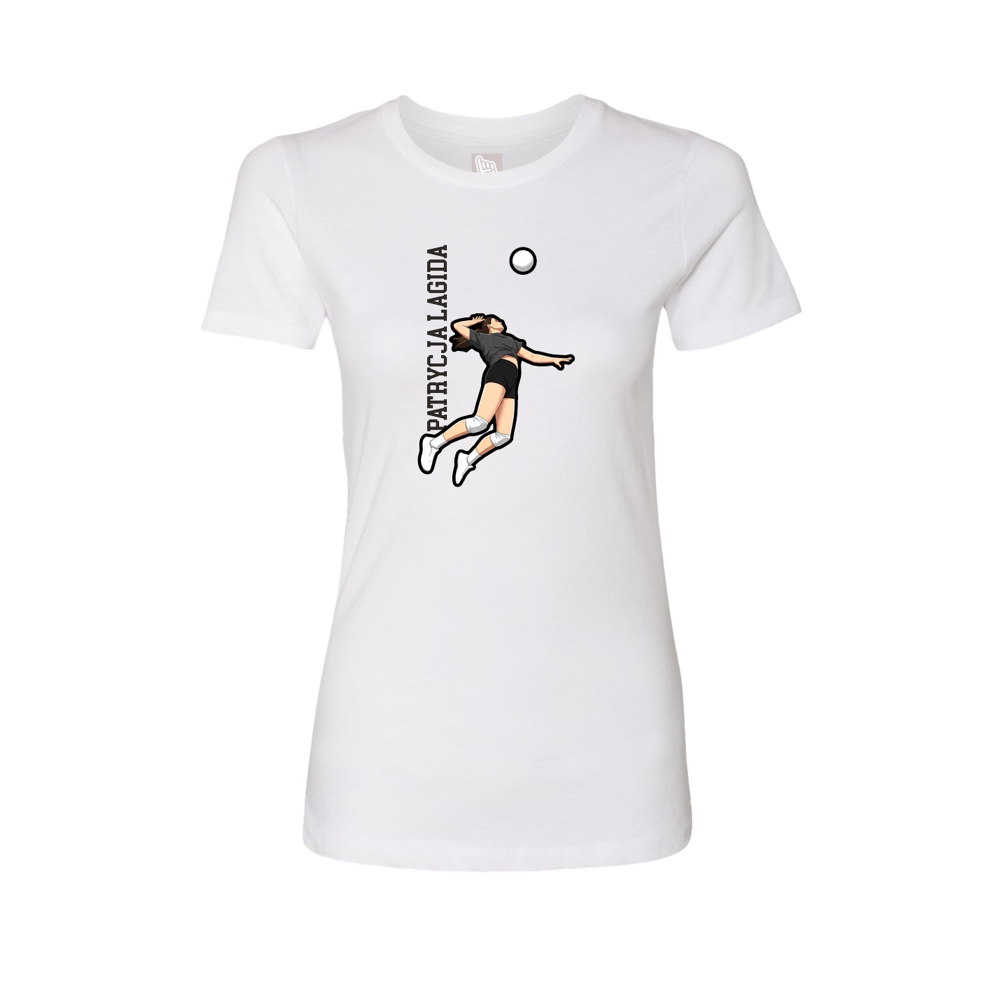 Fitted Women's Tee — Name Vertical in White