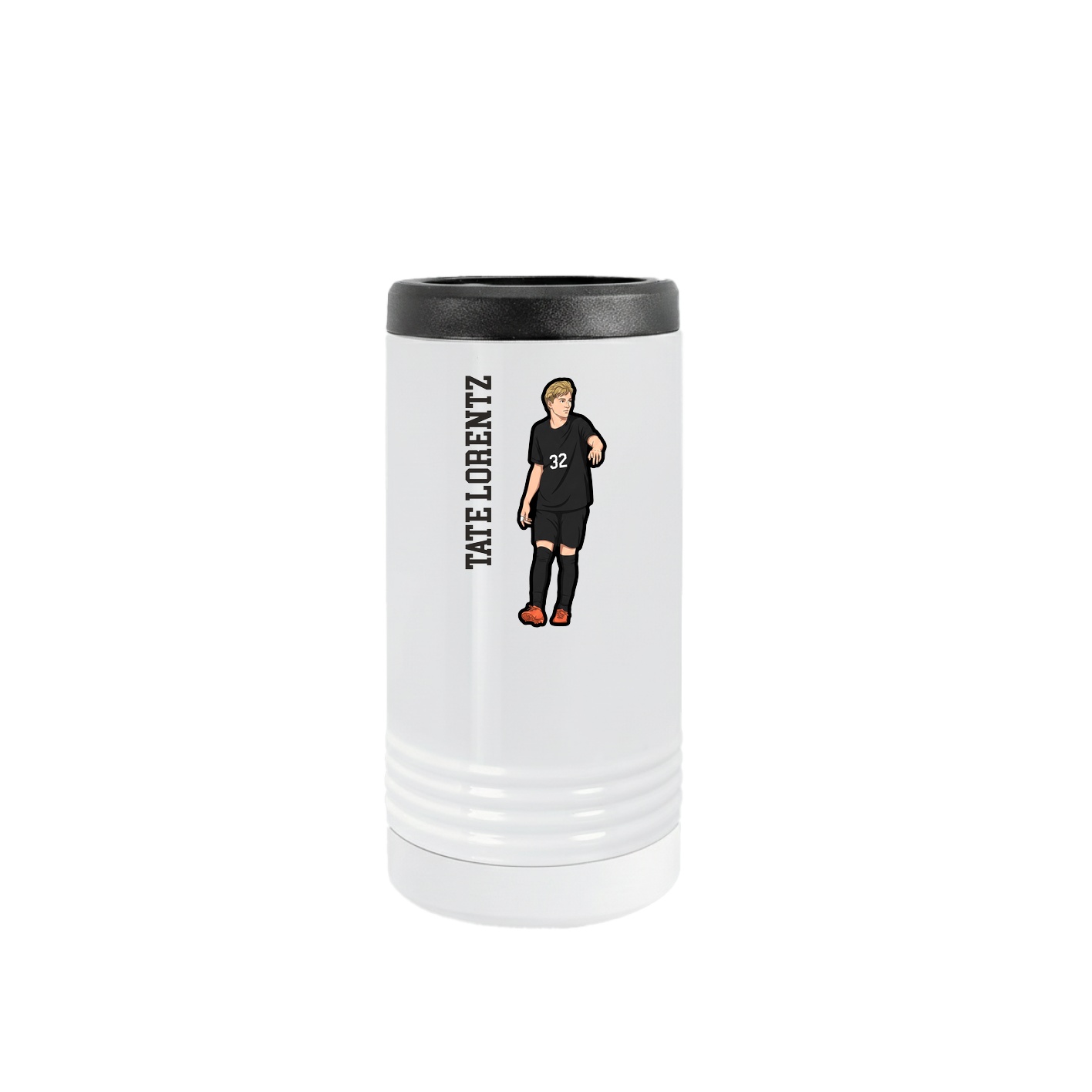 Slim Beverage Holder — Name Vertical in White