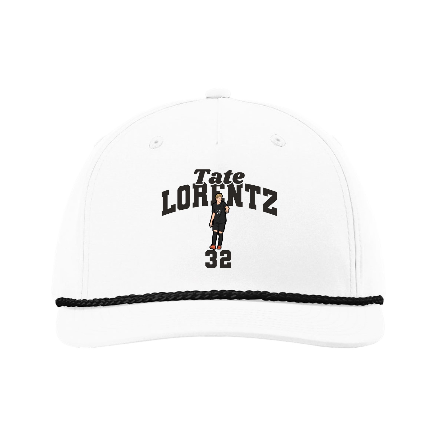 Five-Panel Classic Rope Cap — Signature Arch in White