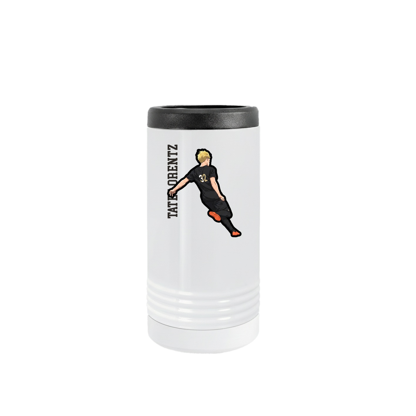 Slim Beverage Holder — Name Vertical in White