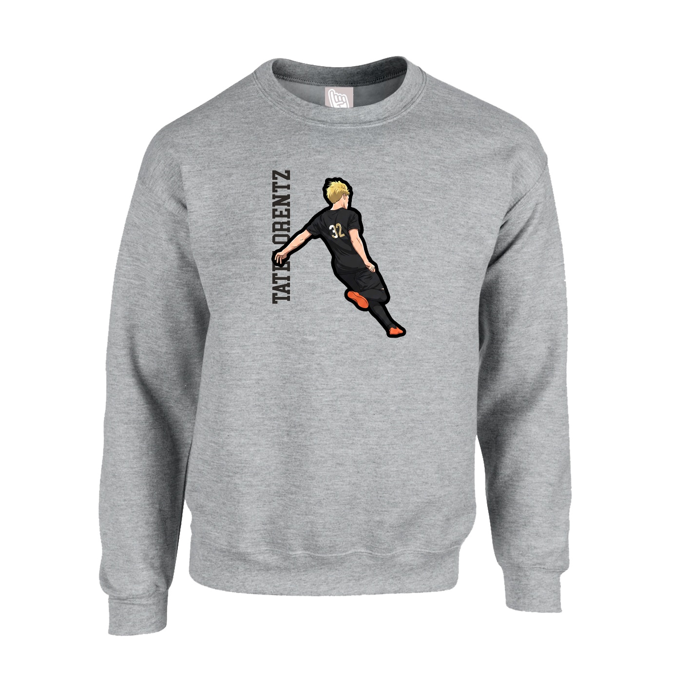 Fleece Crew — Name Vertical in Grey