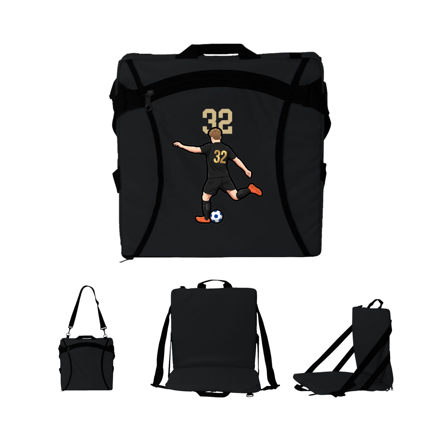Folding Stadium Seat — Number Top in Black