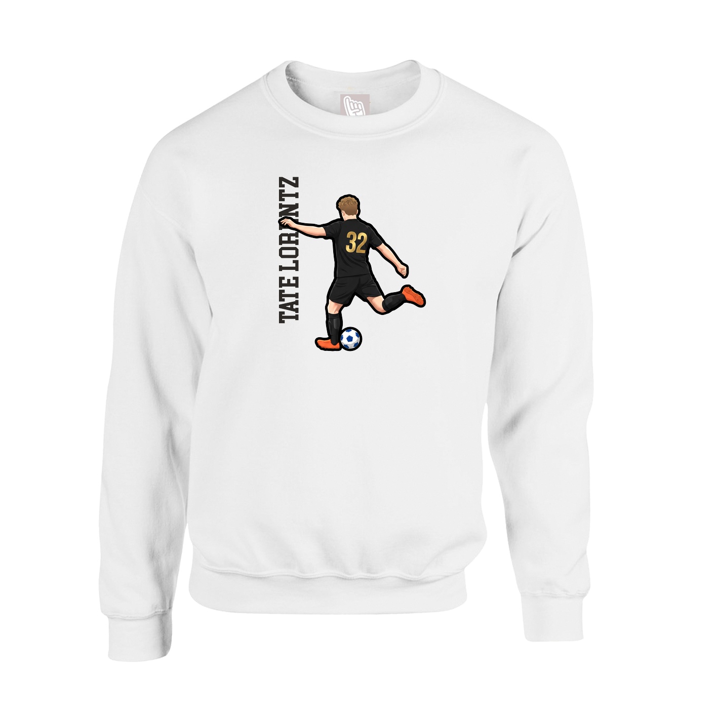 Fleece Crew — Name Vertical in White