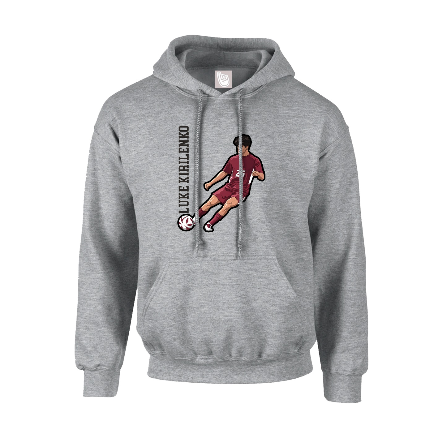 Hoodie — Name Vertical in Grey