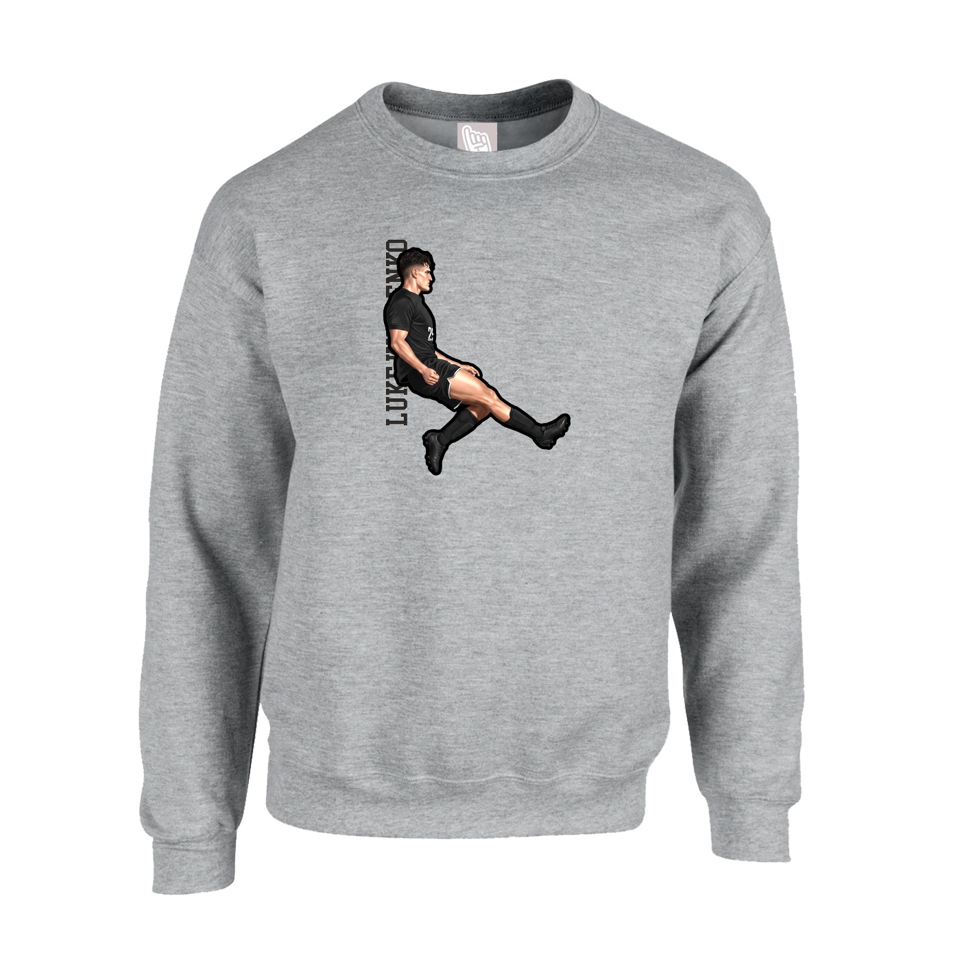 Fleece Crew — Name Vertical in Grey