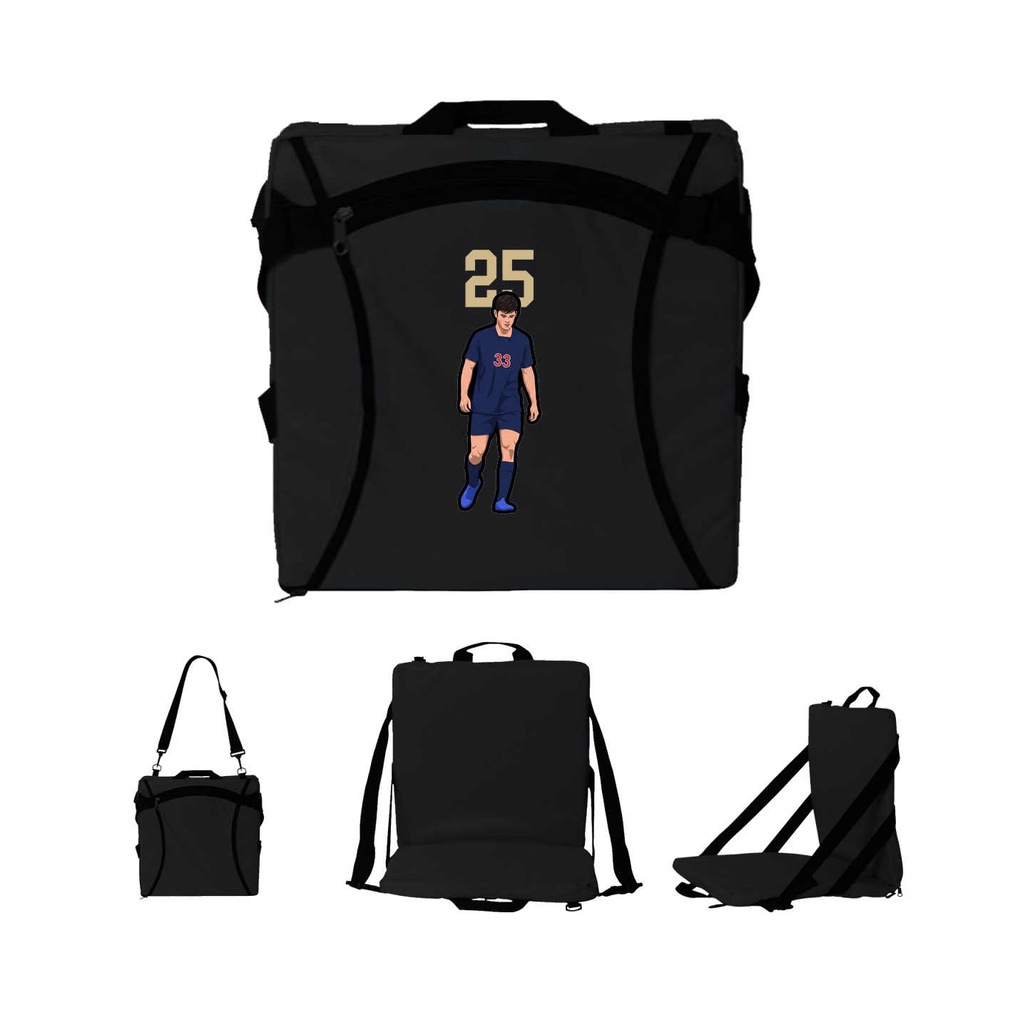 Folding Stadium Seat — Number Top in Black