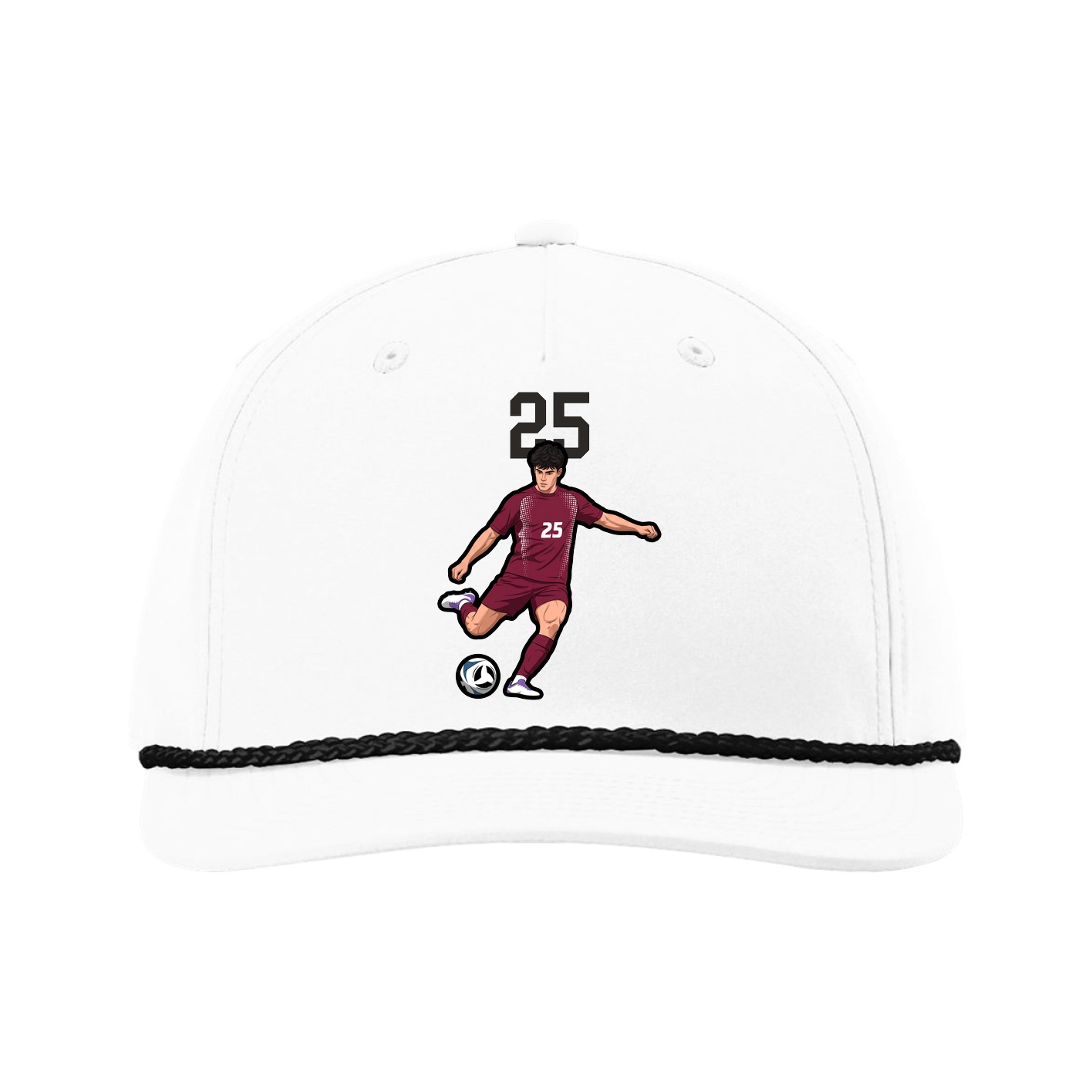 Five-Panel Classic Rope Cap — Number Top in White