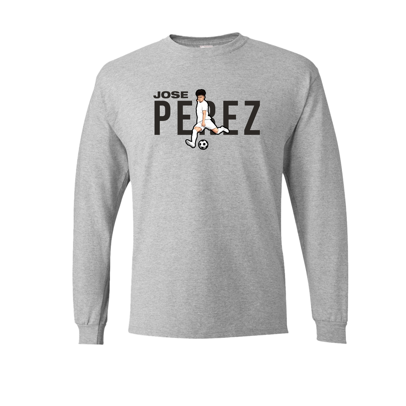 Long Sleeve Tee — Player Name in Grey
