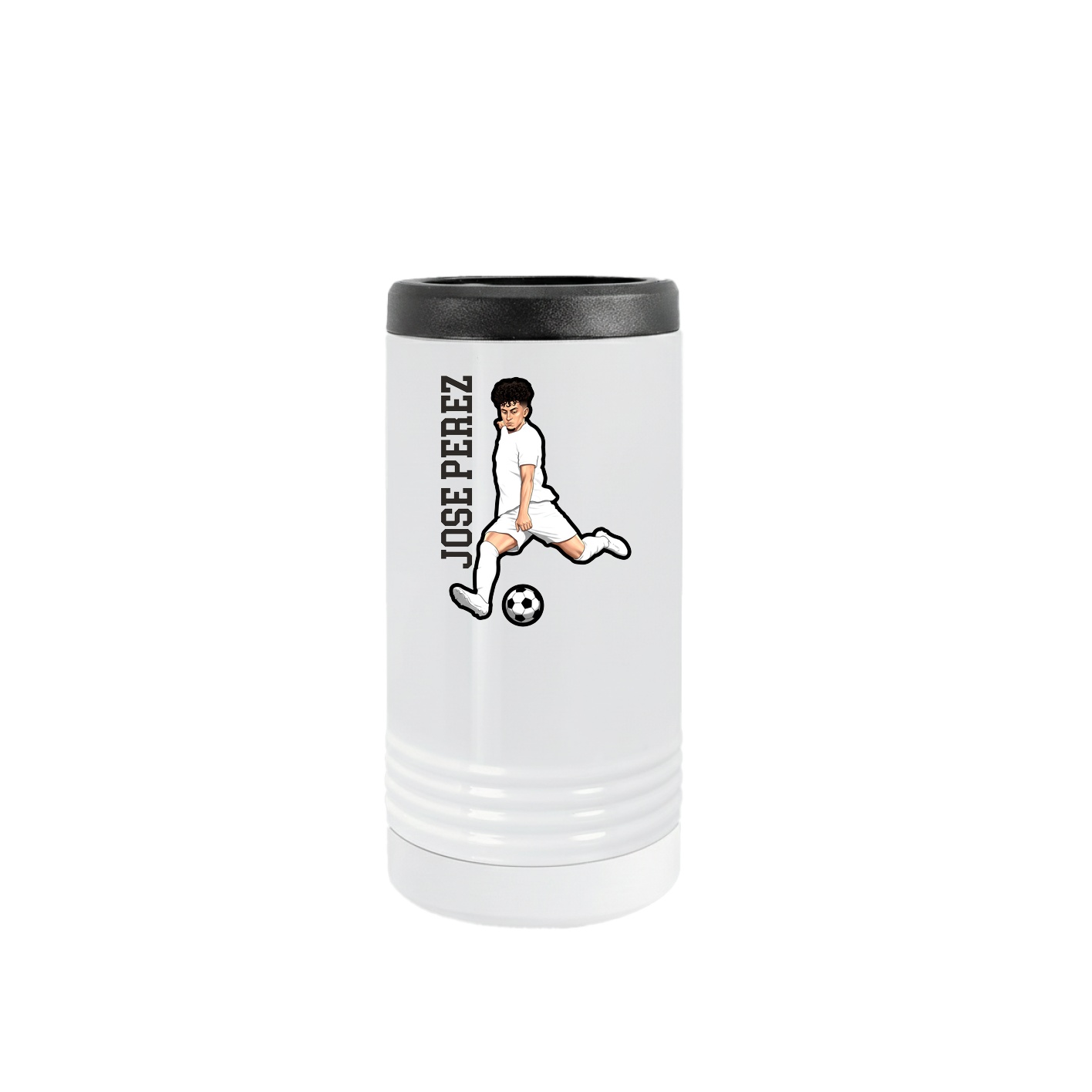 Slim Beverage Holder — Name Vertical in White