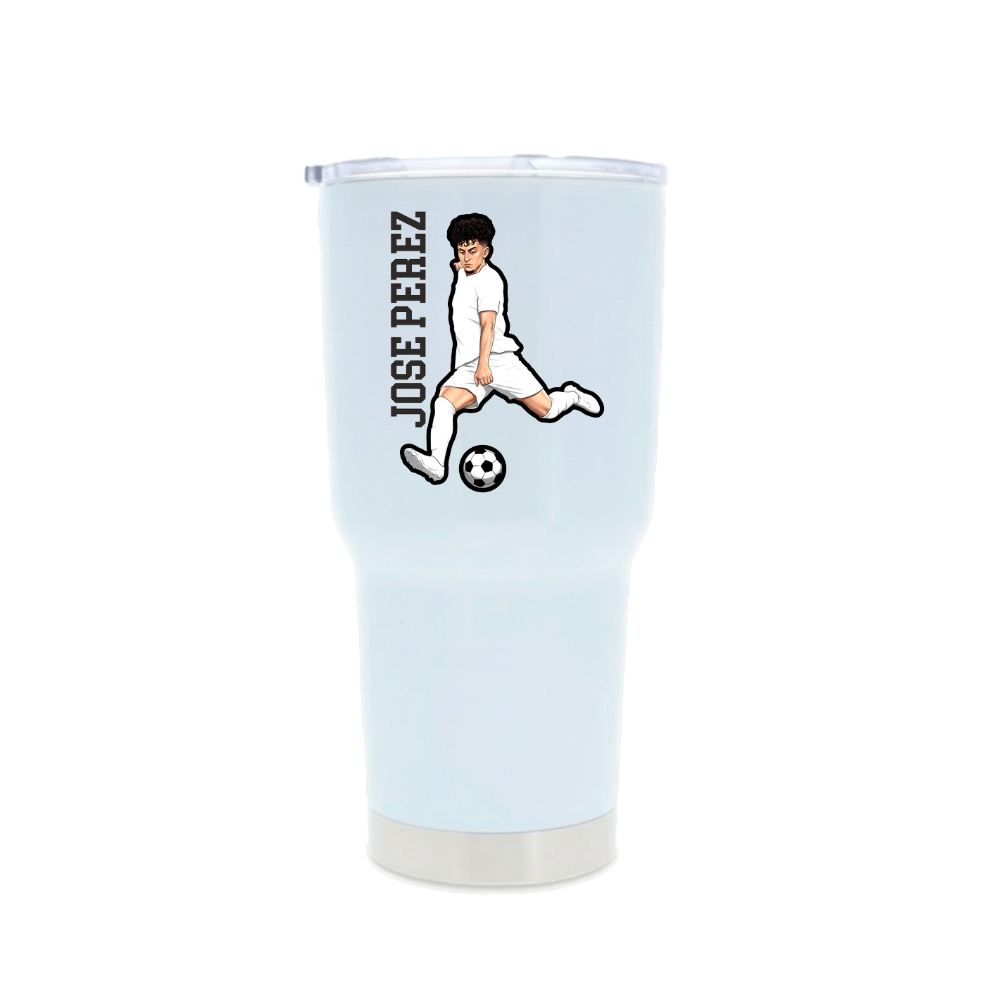 30oz Stainless Steel Tumbler — Name Vertical in White