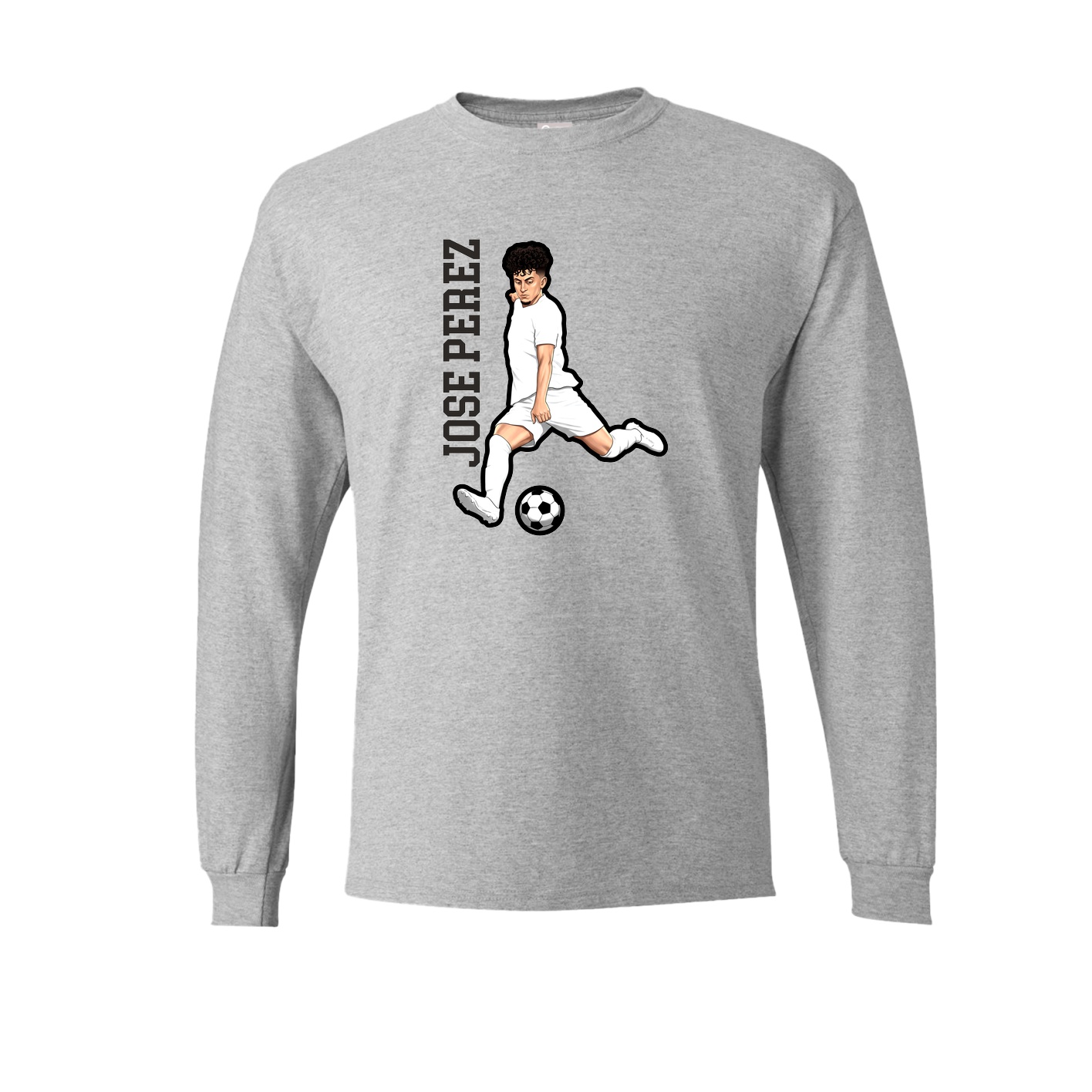 Long Sleeve Tee — Name Vertical in Grey