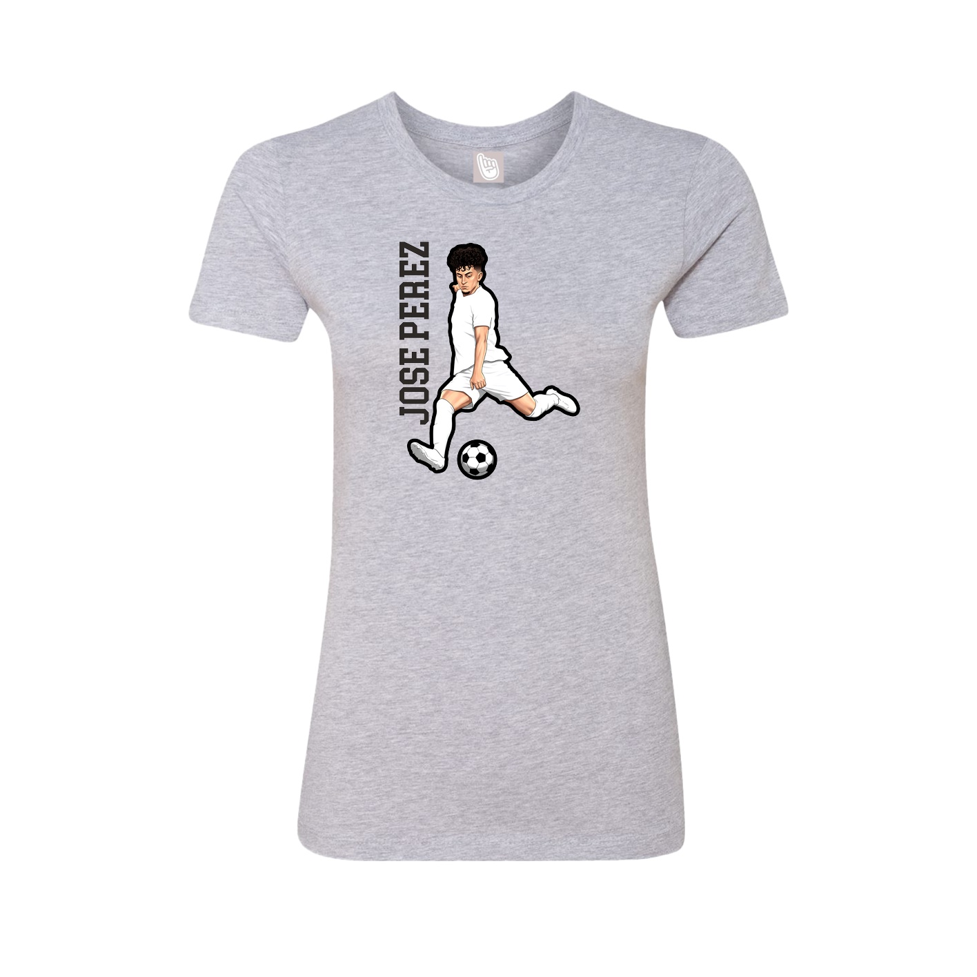 Fitted Women's Tee — Name Vertical in Grey