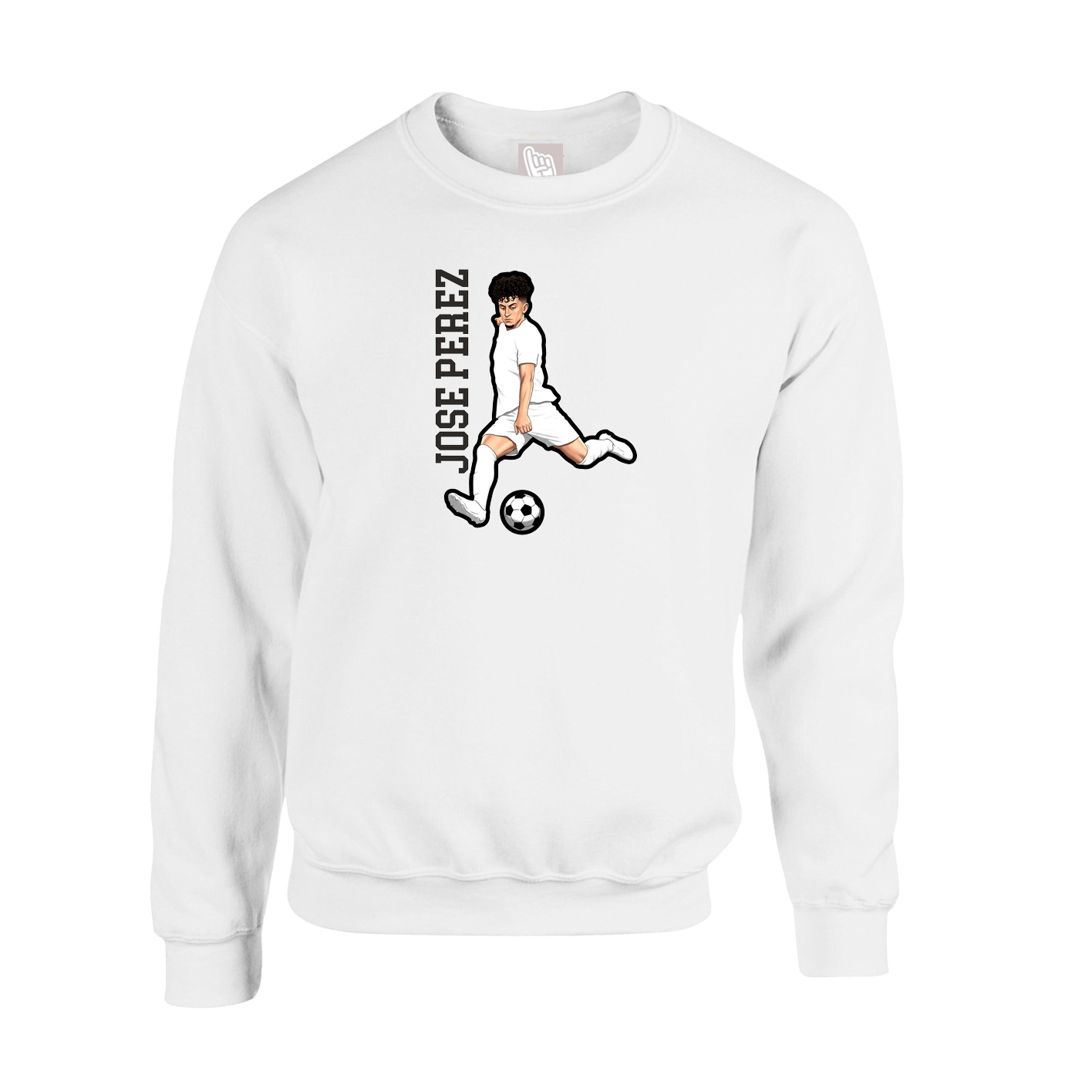 Fleece Crew — Name Vertical in White
