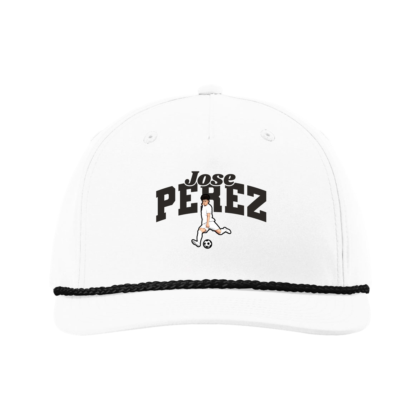 Five-Panel Classic Rope Cap — Signature Arch in White