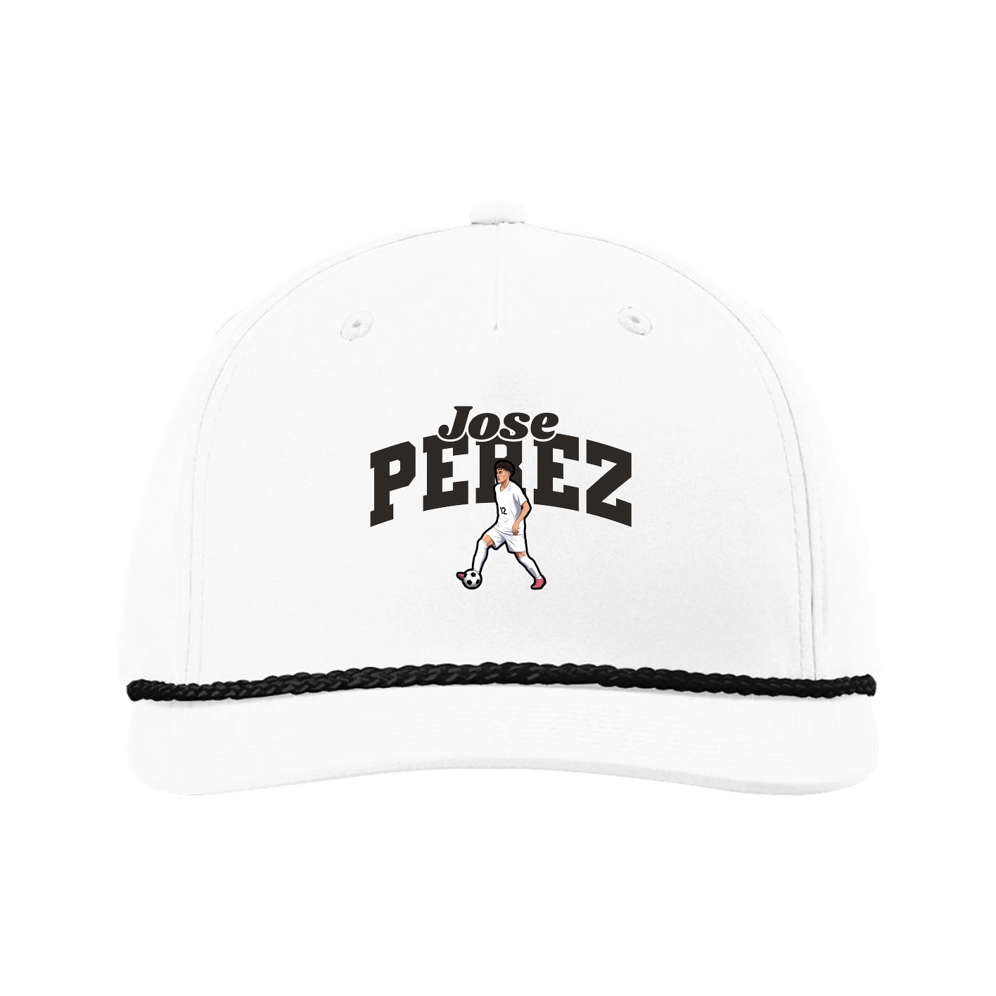 Five-Panel Classic Rope Cap — Signature Arch in White