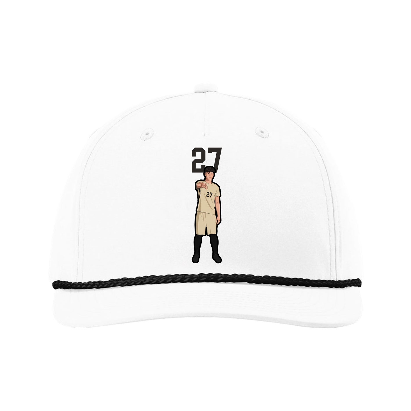 Five-Panel Classic Rope Cap — Number Top in White