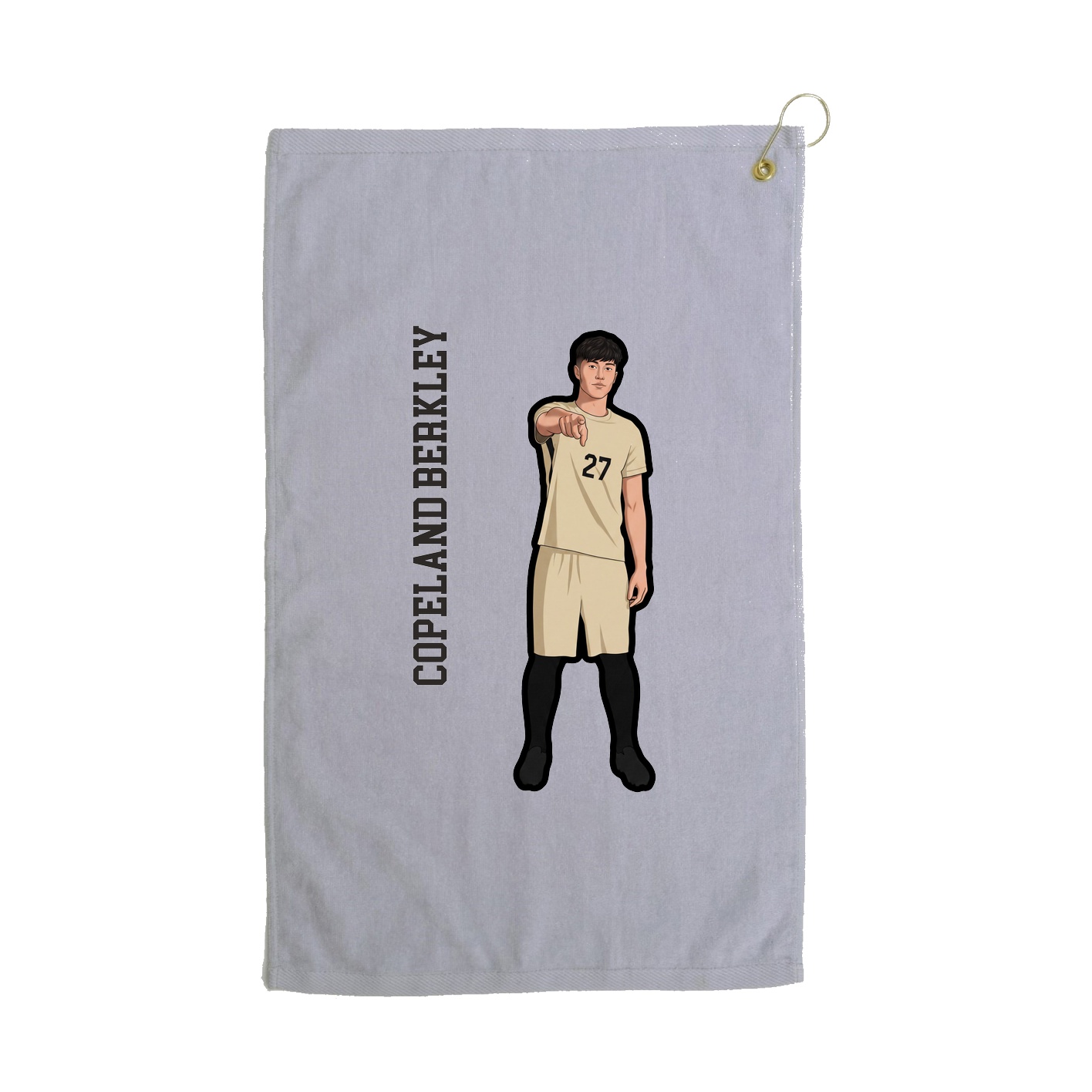 Golf Towel — Name Vertical in Grey