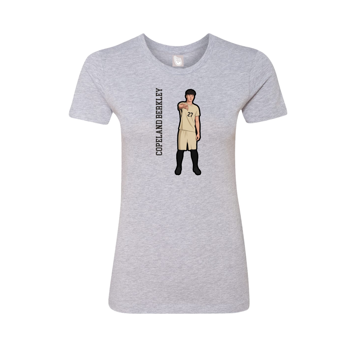 Fitted Women's Tee — Name Vertical in Grey
