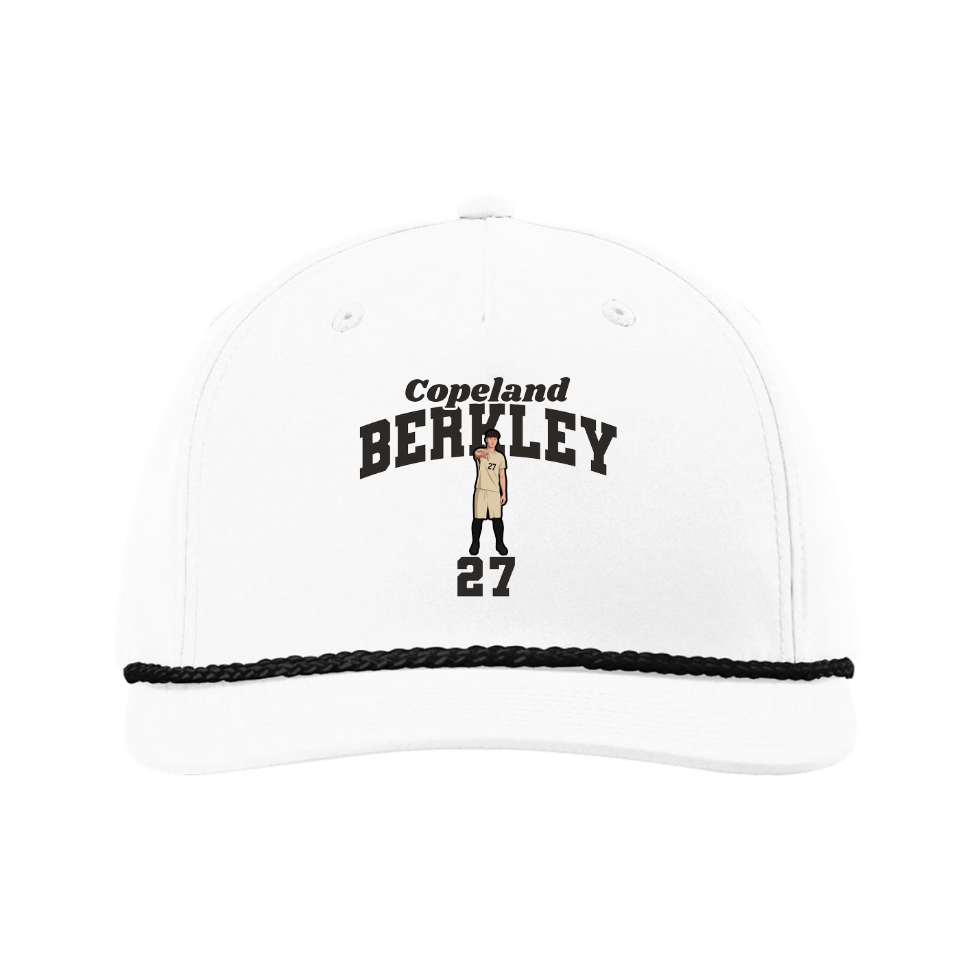 Five-Panel Classic Rope Cap — Signature Arch in White