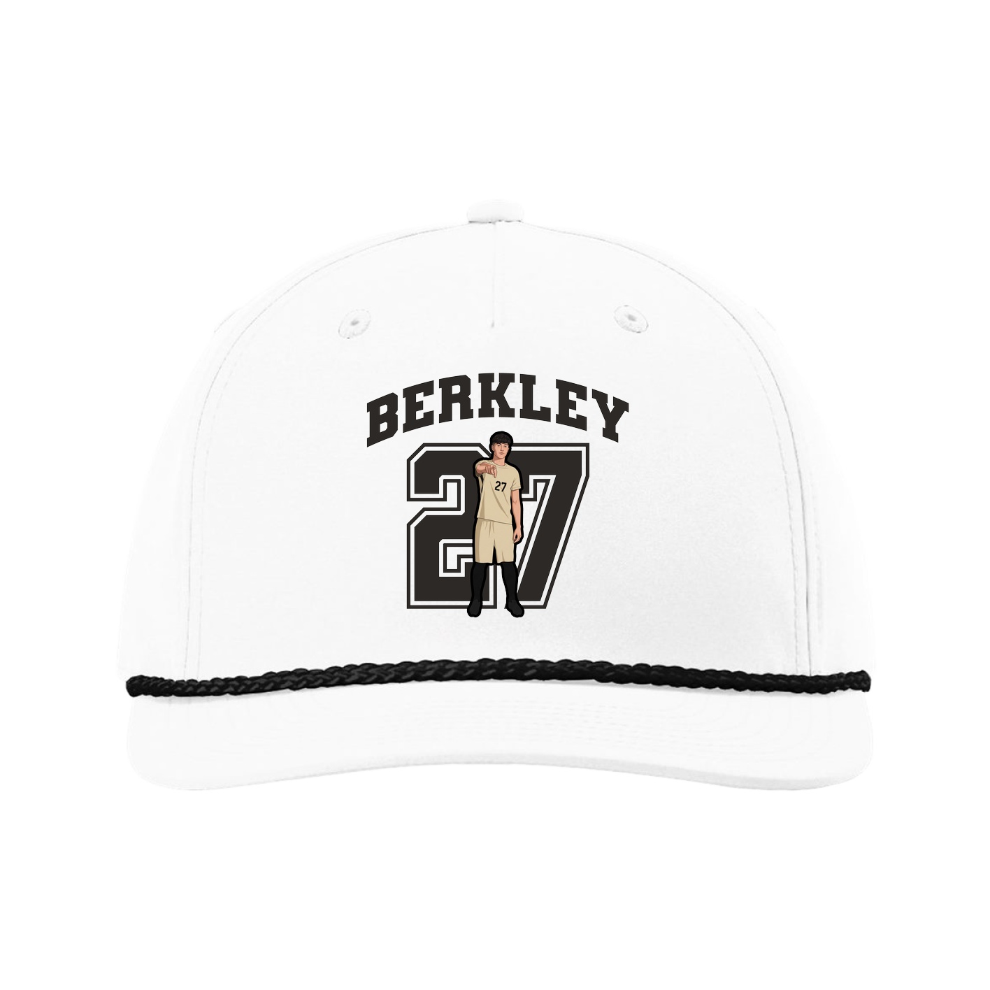 Five-Panel Classic Rope Cap — Number in White