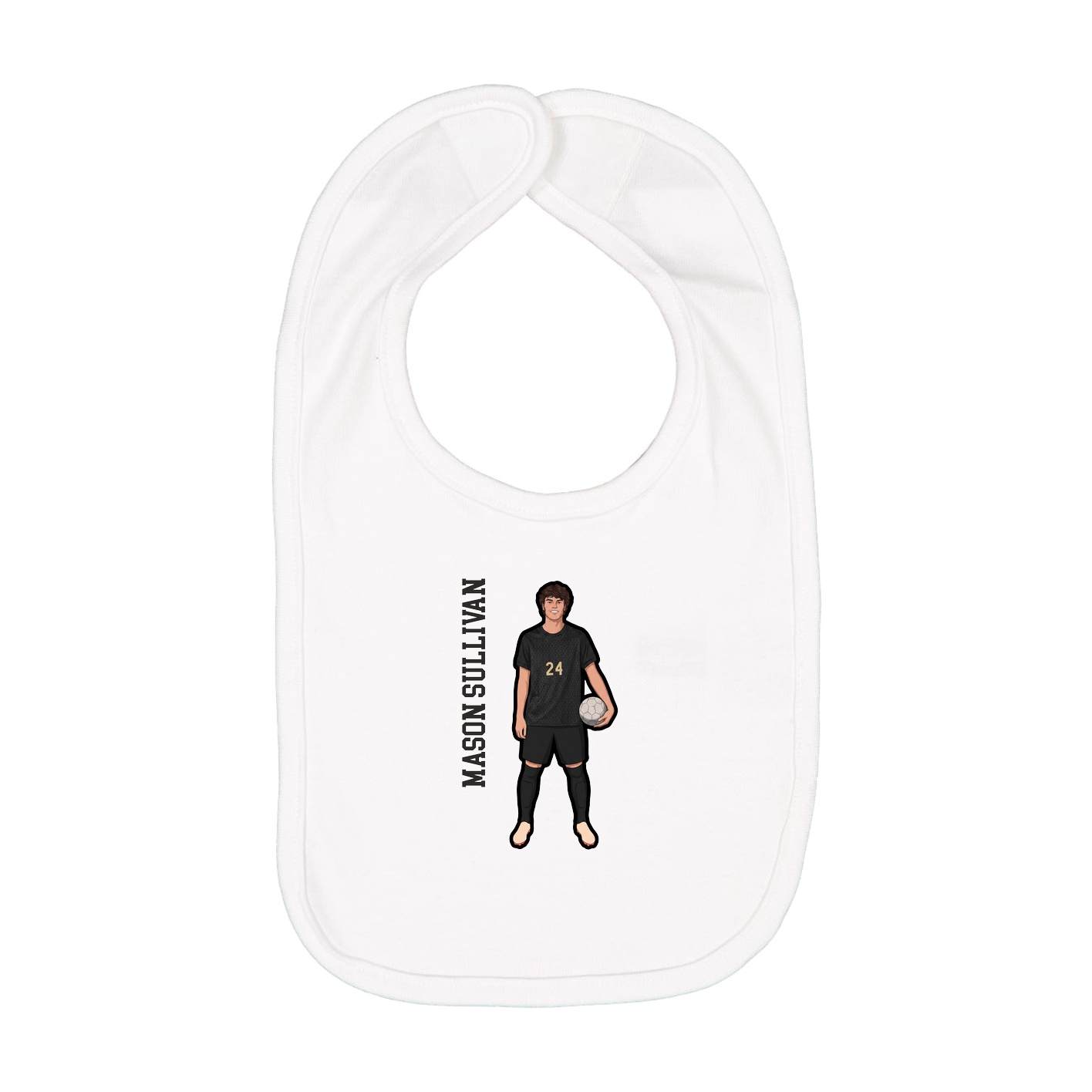 Infant Bib — Name Vertical in White