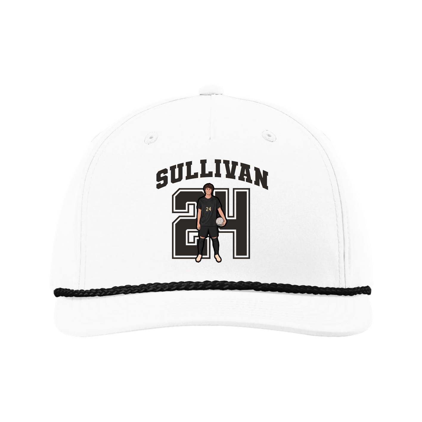 Five-Panel Classic Rope Cap — Number in White