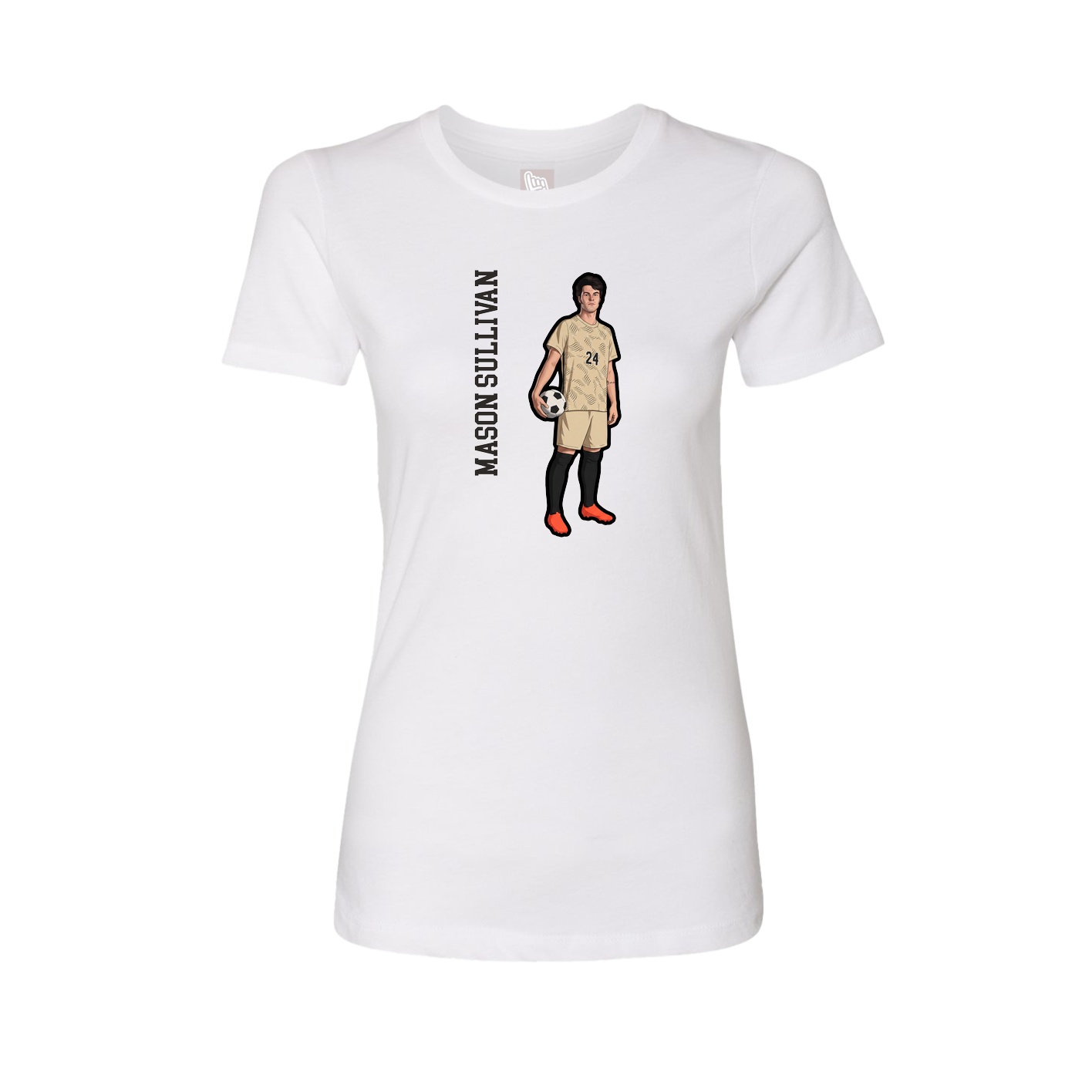 Fitted Women's Tee — Name Vertical in White