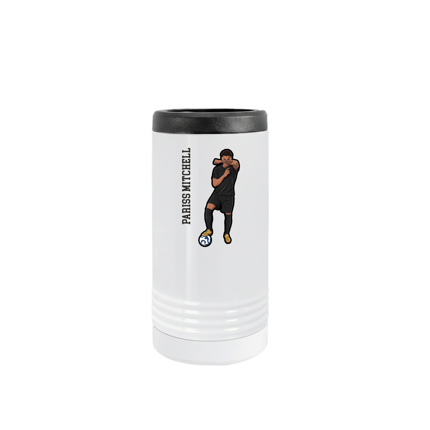 Slim Beverage Holder — Name Vertical in White
