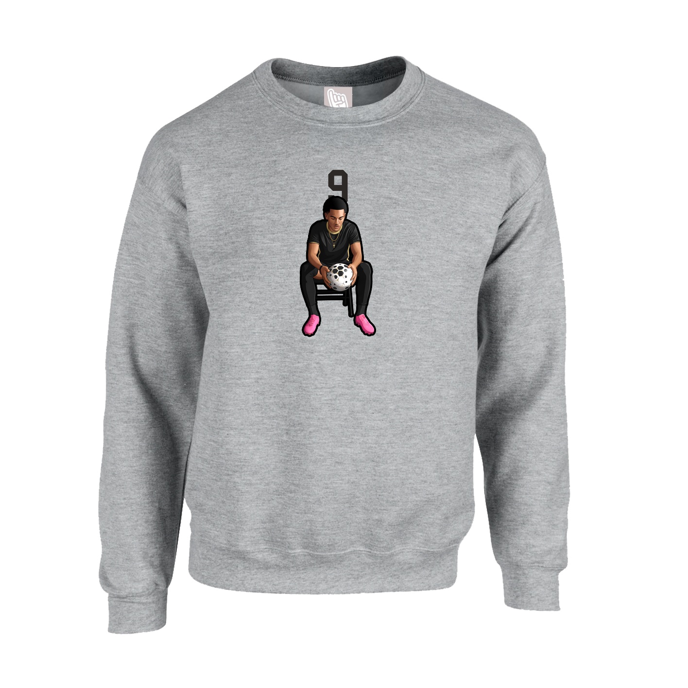 Fleece Crew — Number Top in Grey