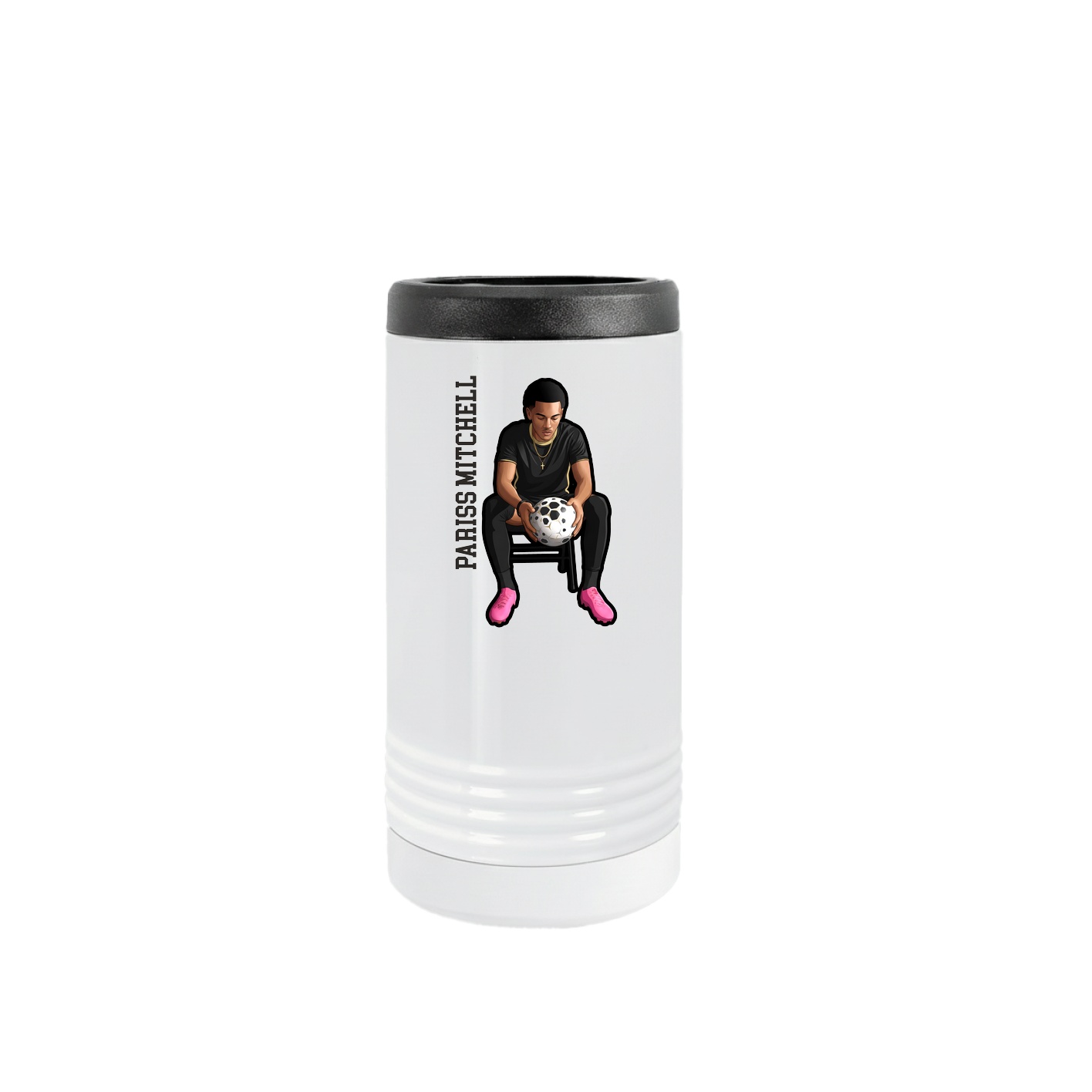 Slim Beverage Holder — Name Vertical in White