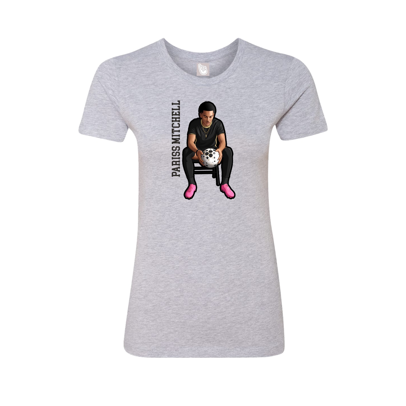 Fitted Women's Tee — Name Vertical in Grey