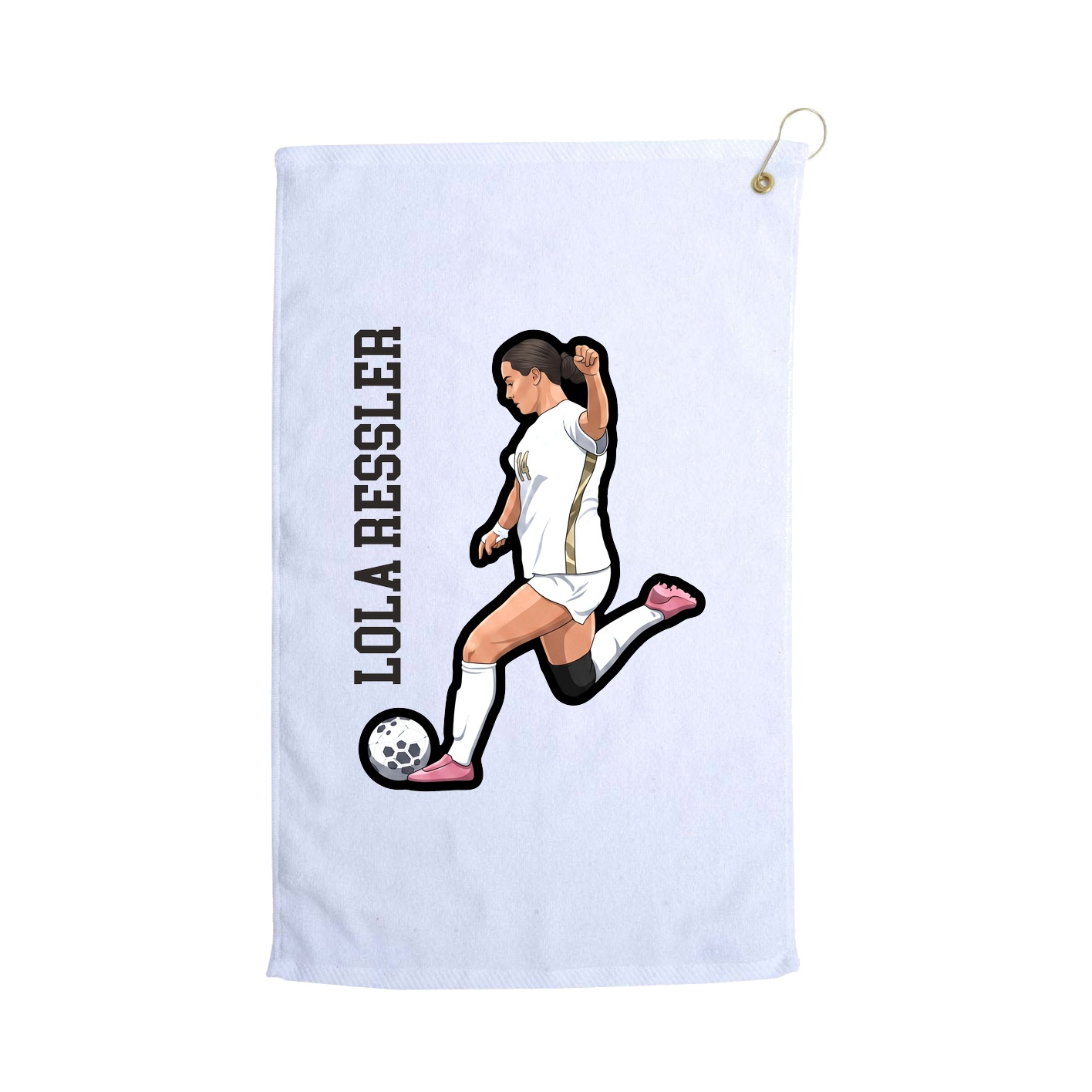 Golf Towel — Name Vertical in White