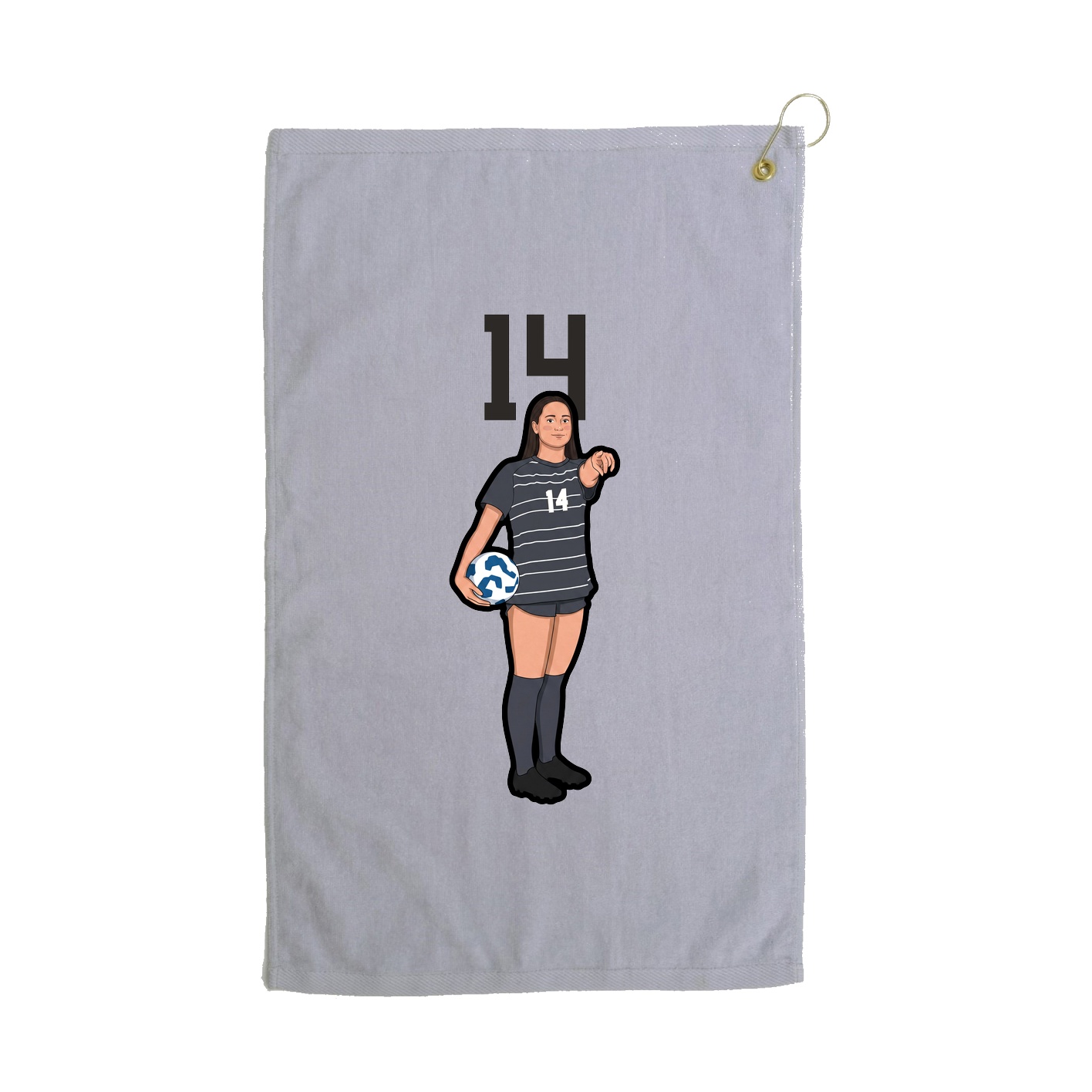 Golf Towel — Number Top in Grey
