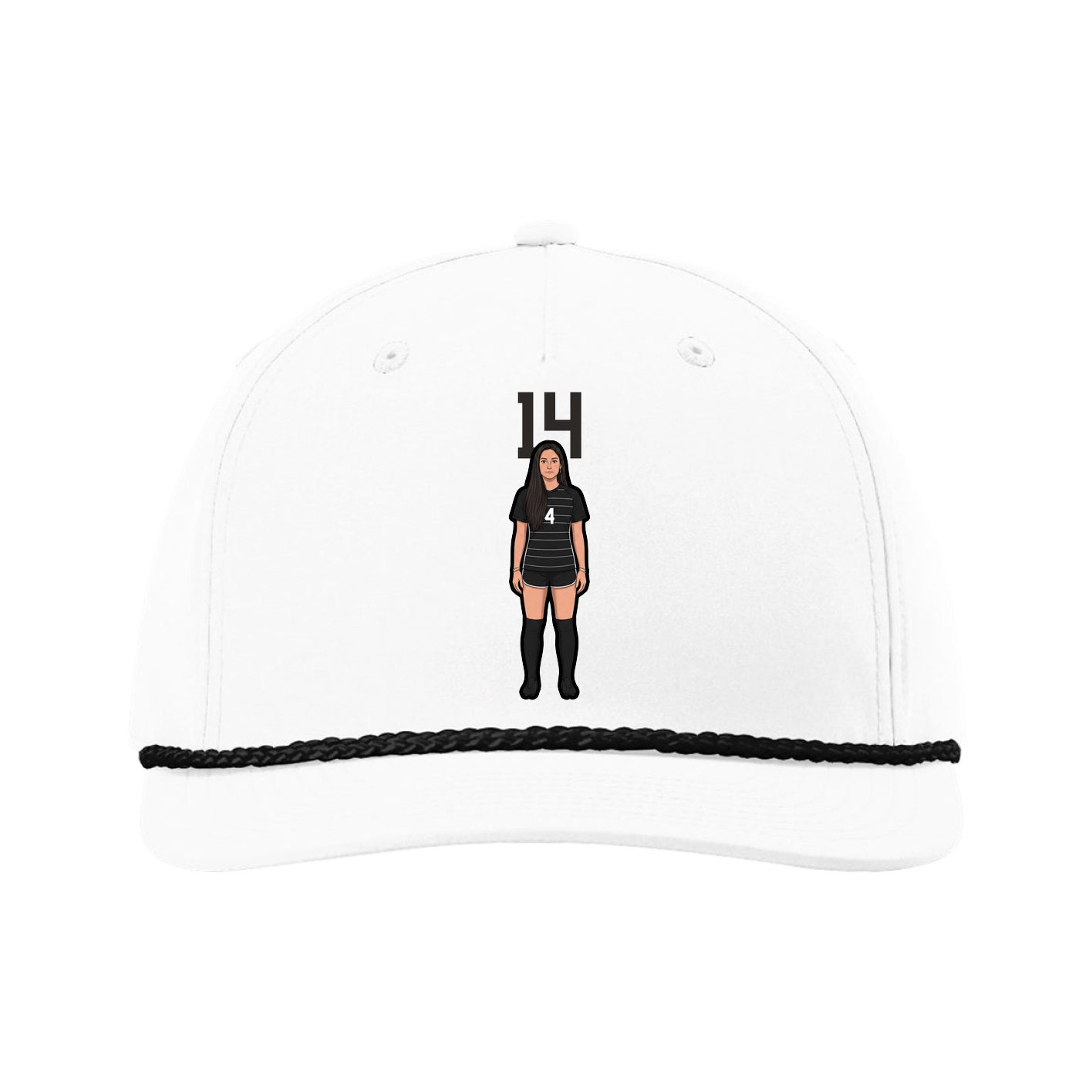 Five-Panel Classic Rope Cap — Number Top in White