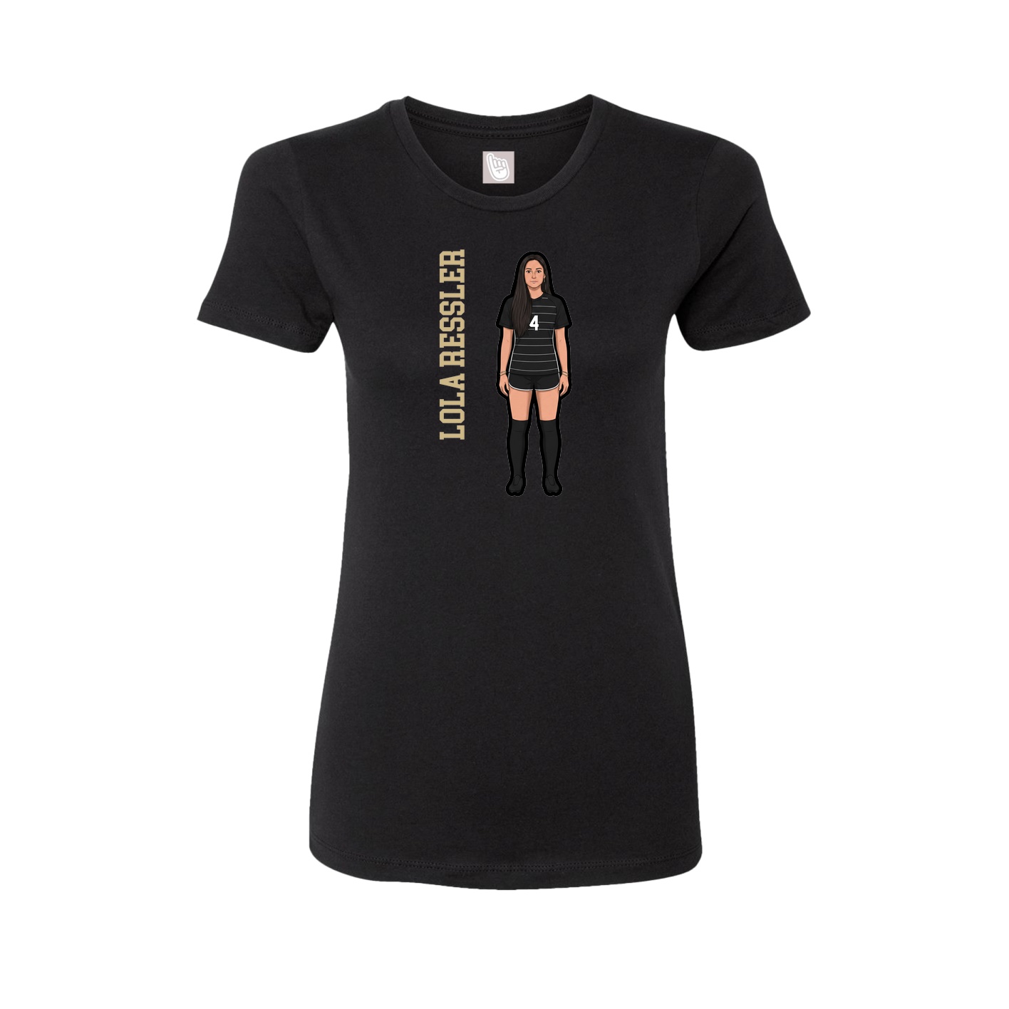 Fitted Women's Tee — Name Vertical in Black