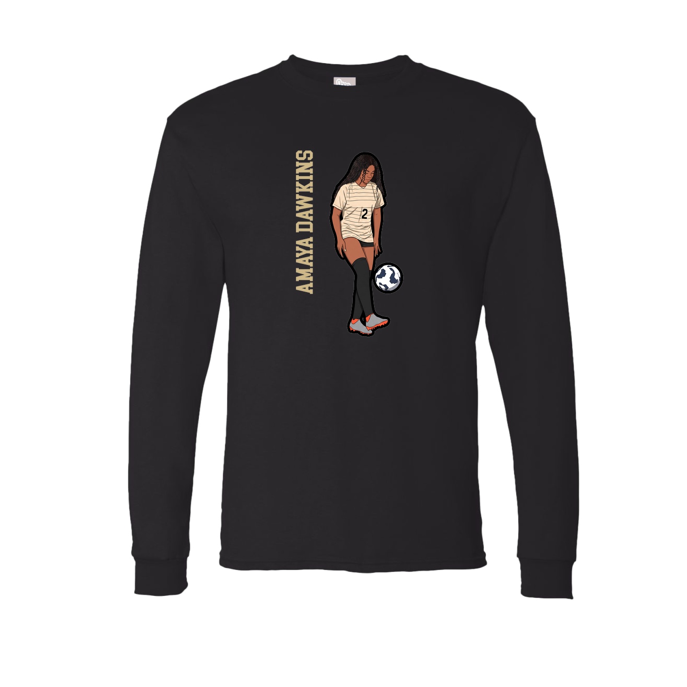 Long Sleeve Tee — Name Vertical in Black