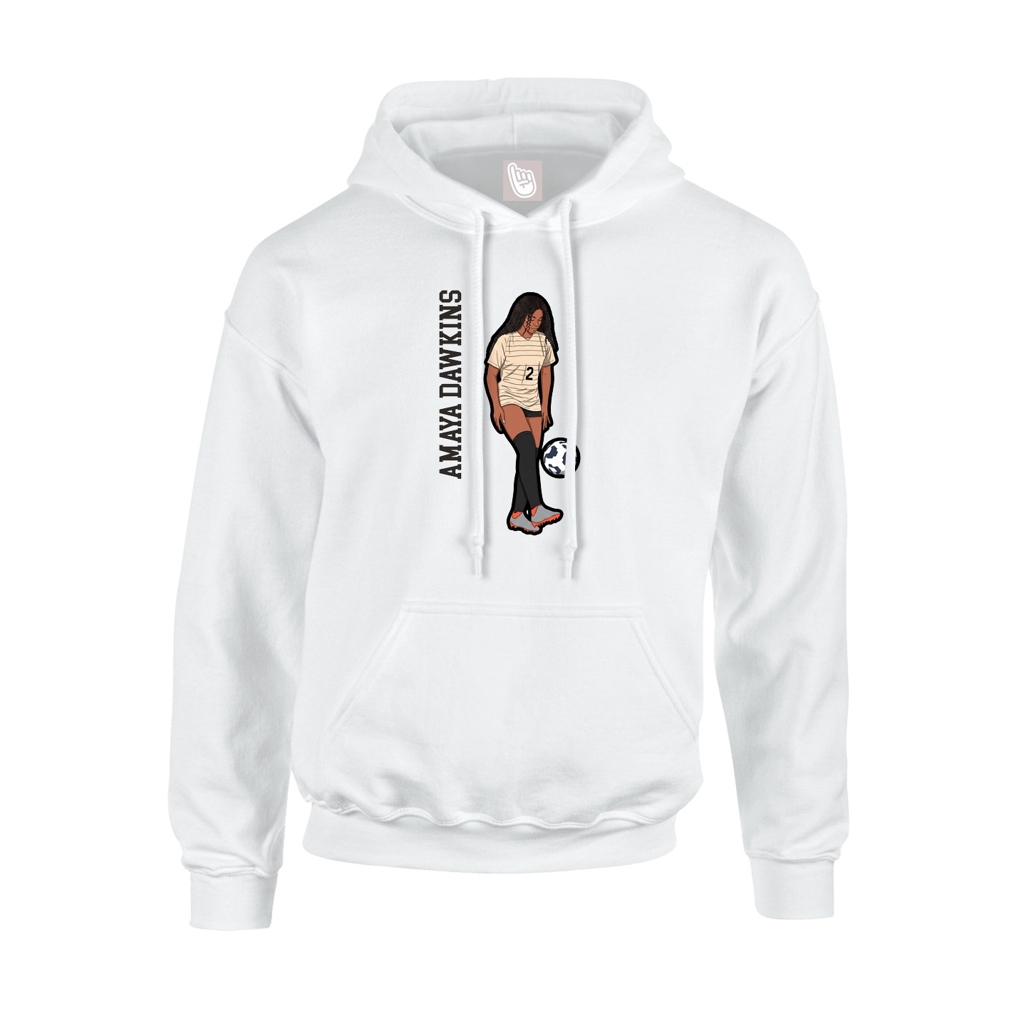 Youth Hoodie — Name Vertical in White