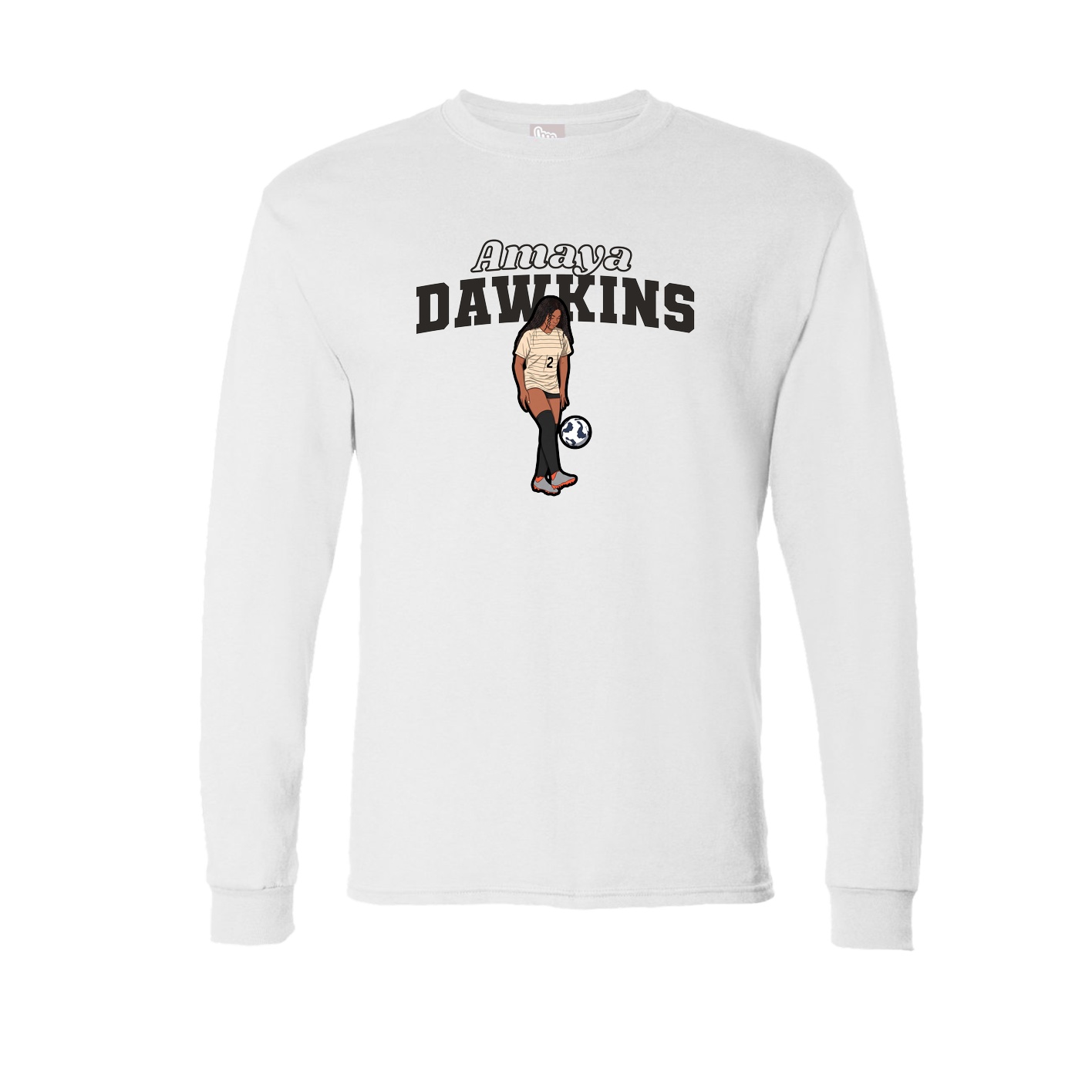 Long Sleeve Tee — Name Arch in White