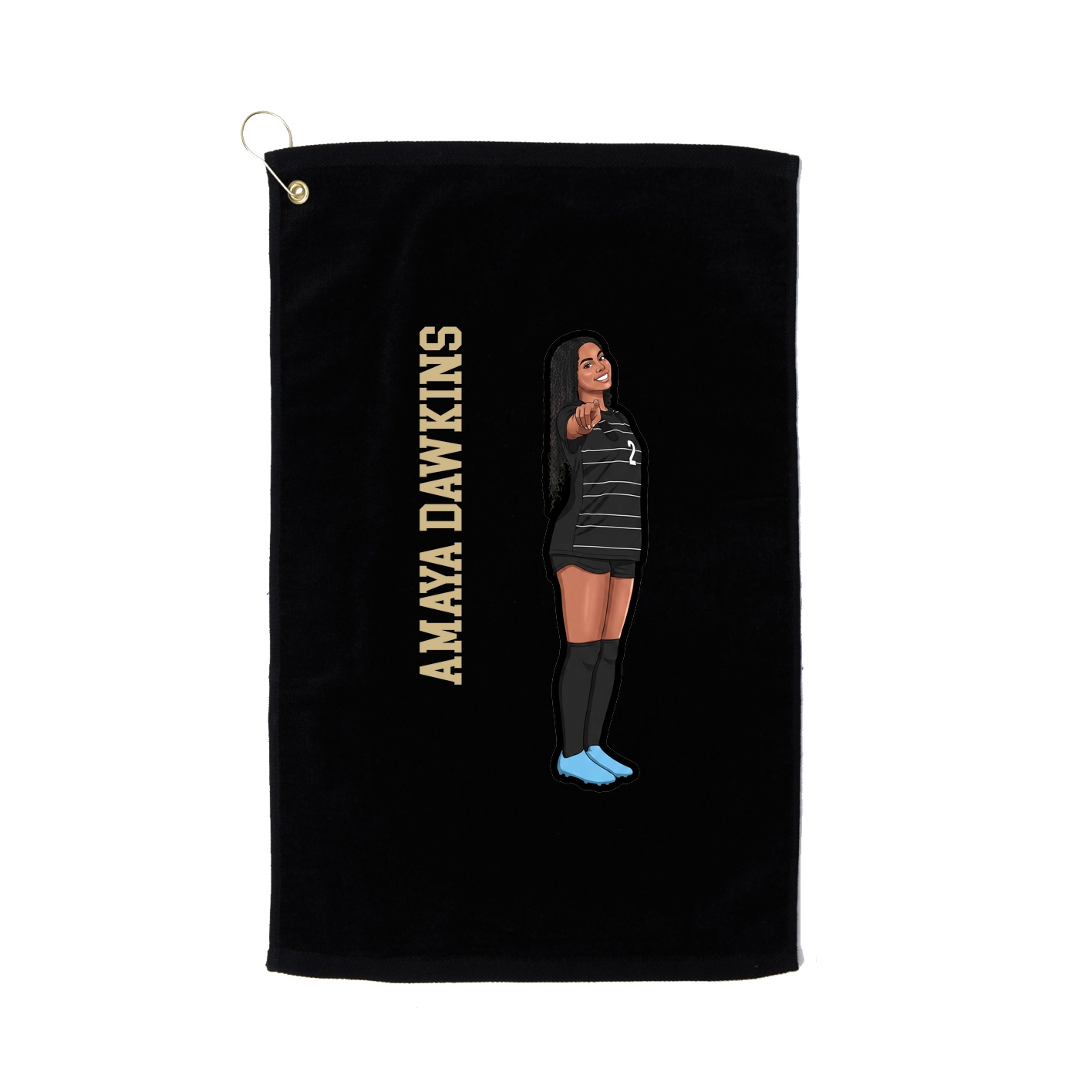 Golf Towel — Name Vertical in Black