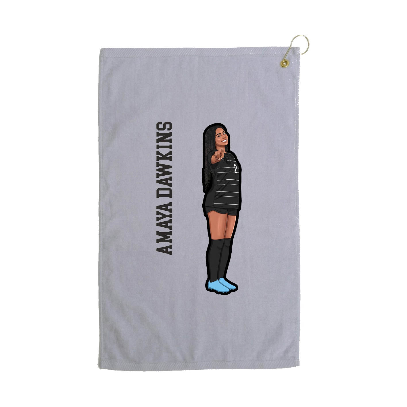 Golf Towel — Name Vertical in Grey