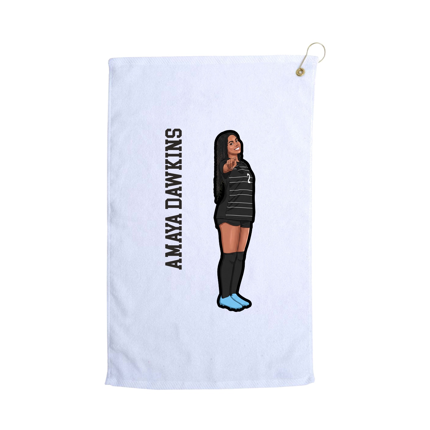 Golf Towel — Name Vertical in White