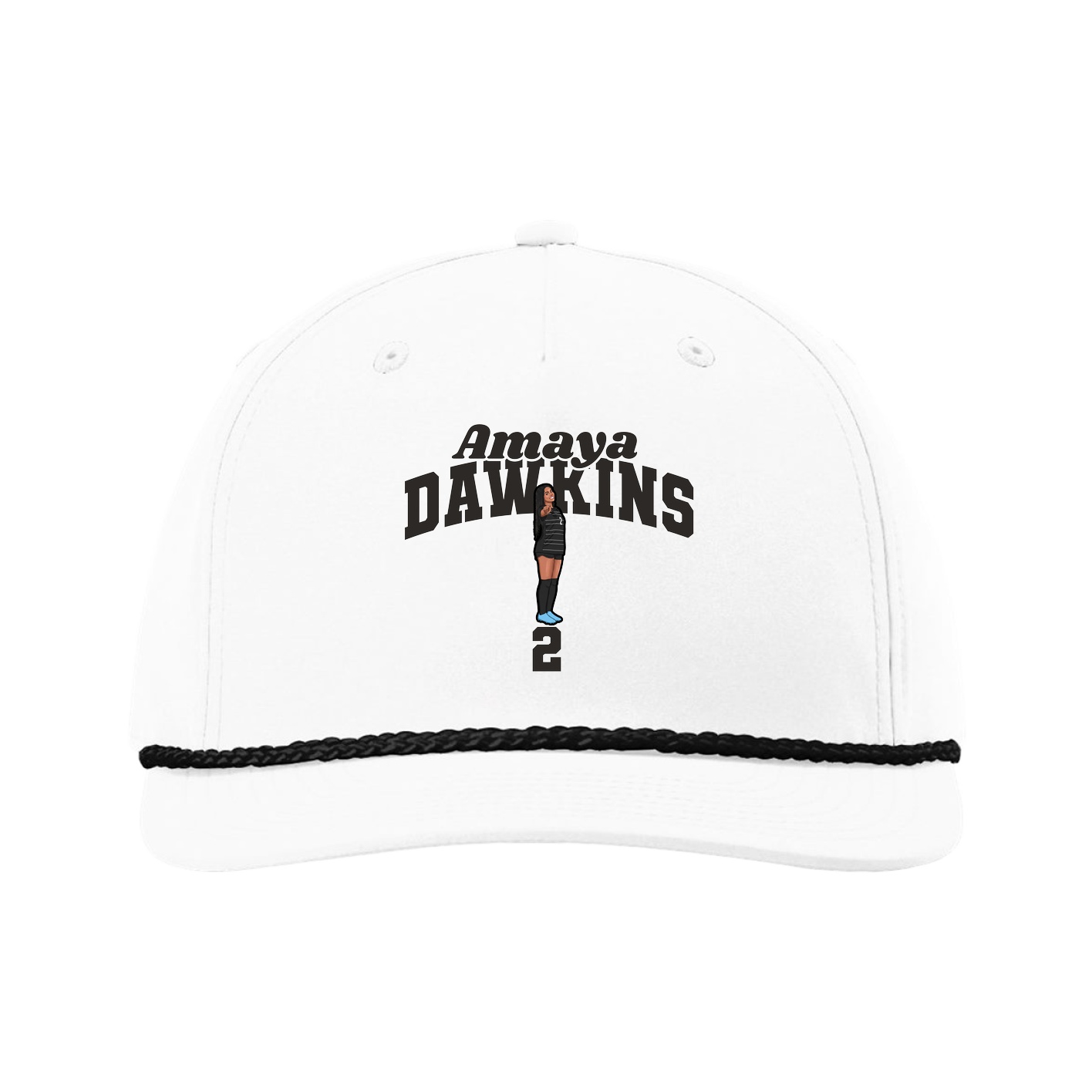 Five-Panel Classic Rope Cap — Signature Arch in White
