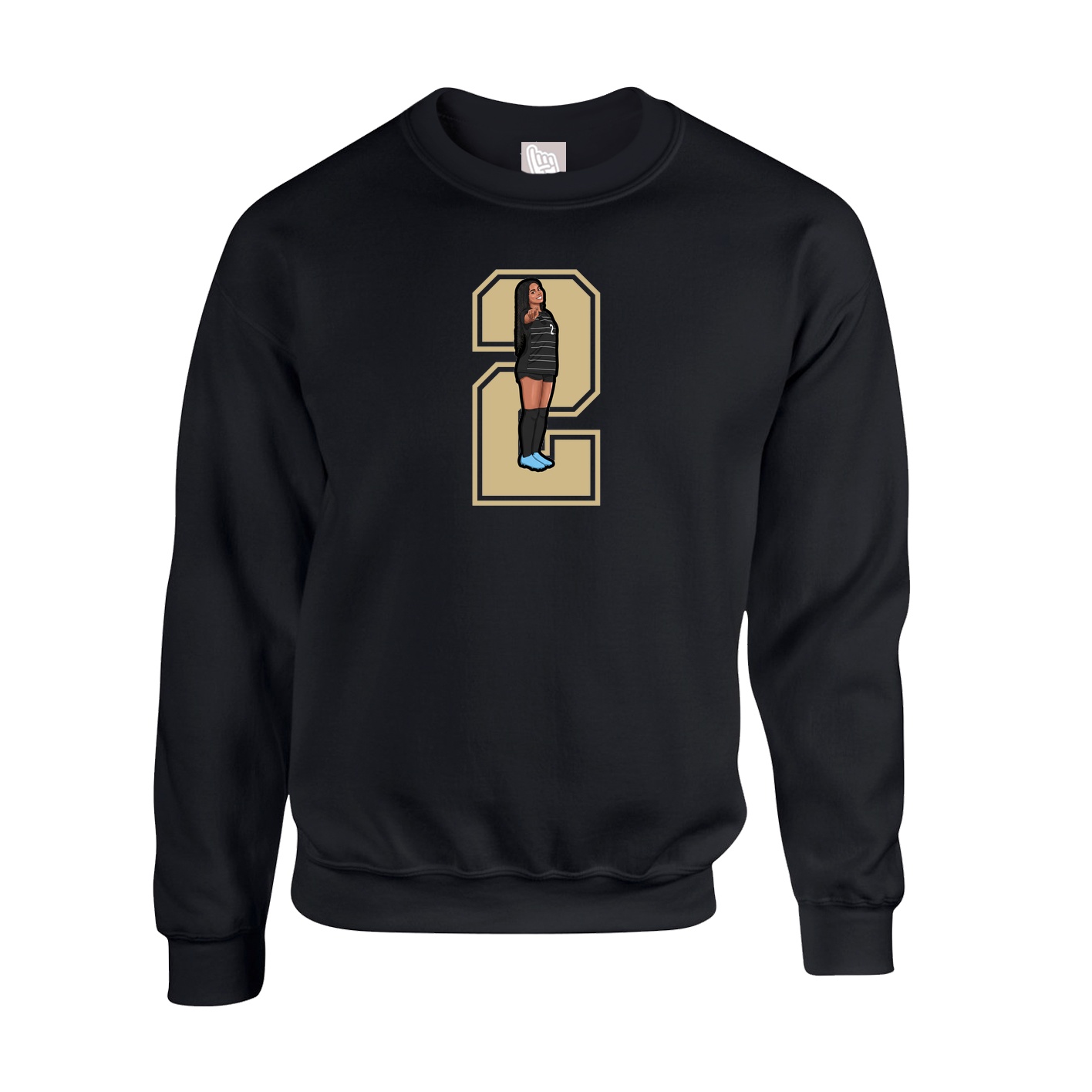 Fleece Crew — Number in Black